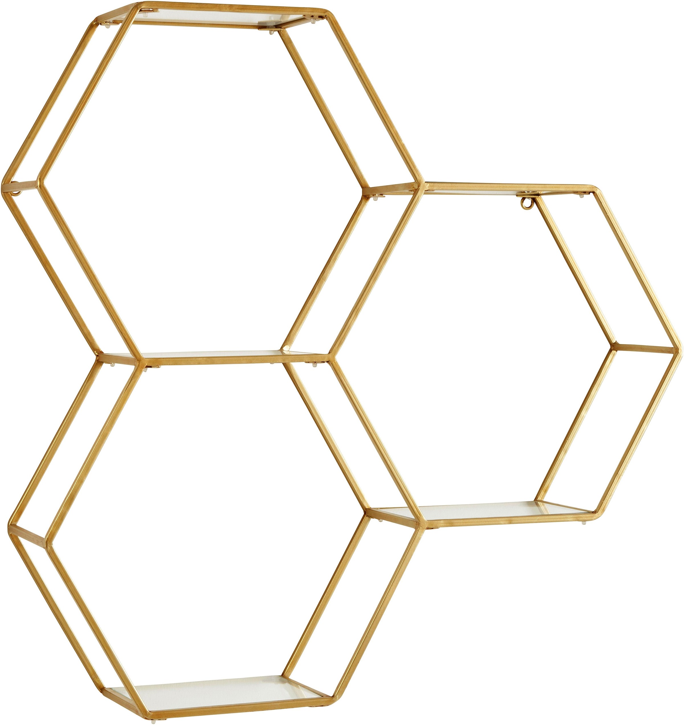 OTTO home Deko-Wandregal "Lenia, 3 Ablageflächen aus Glas in einer besonderen Form kombiniert" für elegantes und modernes Wohnen, aus Metall, in 3 Farben