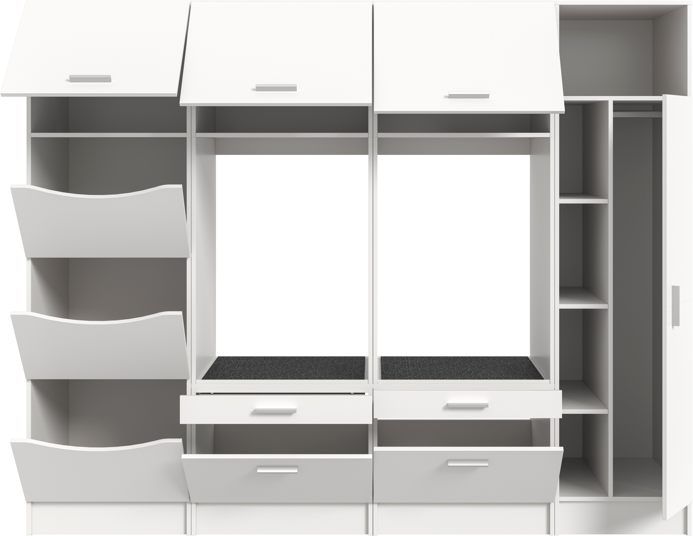 welltime Badmöbel-Set »FALAS, TOPSELLER!, 4-teilig, Hauswirtschaftsraum Set, Breite 292 cm«, (Set, 4 St., 2x Waschmaschinenumbauschrank, 1x Wäscheschrank & 1x Mehrzweckschrank), Kombination, Waschmaschinenumbau, Waschmaschinenschrank, Wäschekammer