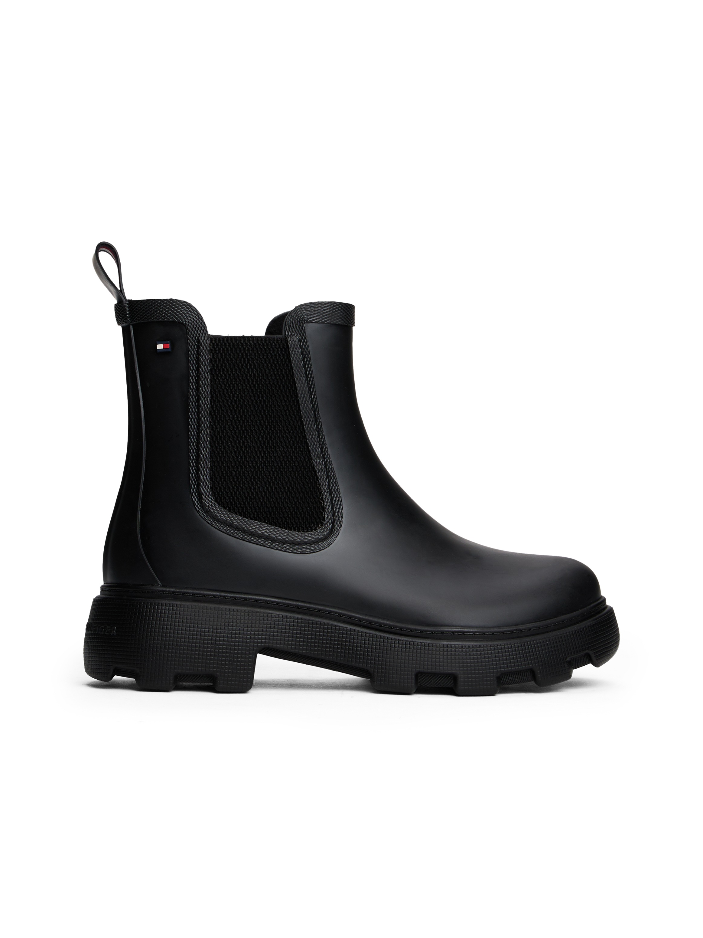 Tommy Hilfiger Chelseaboots »FLAG ANKLE RAINBOOT WARM LINING«, Blockabsatz, Rainboots, Stiefelette mit Flaggen-Stickerei
