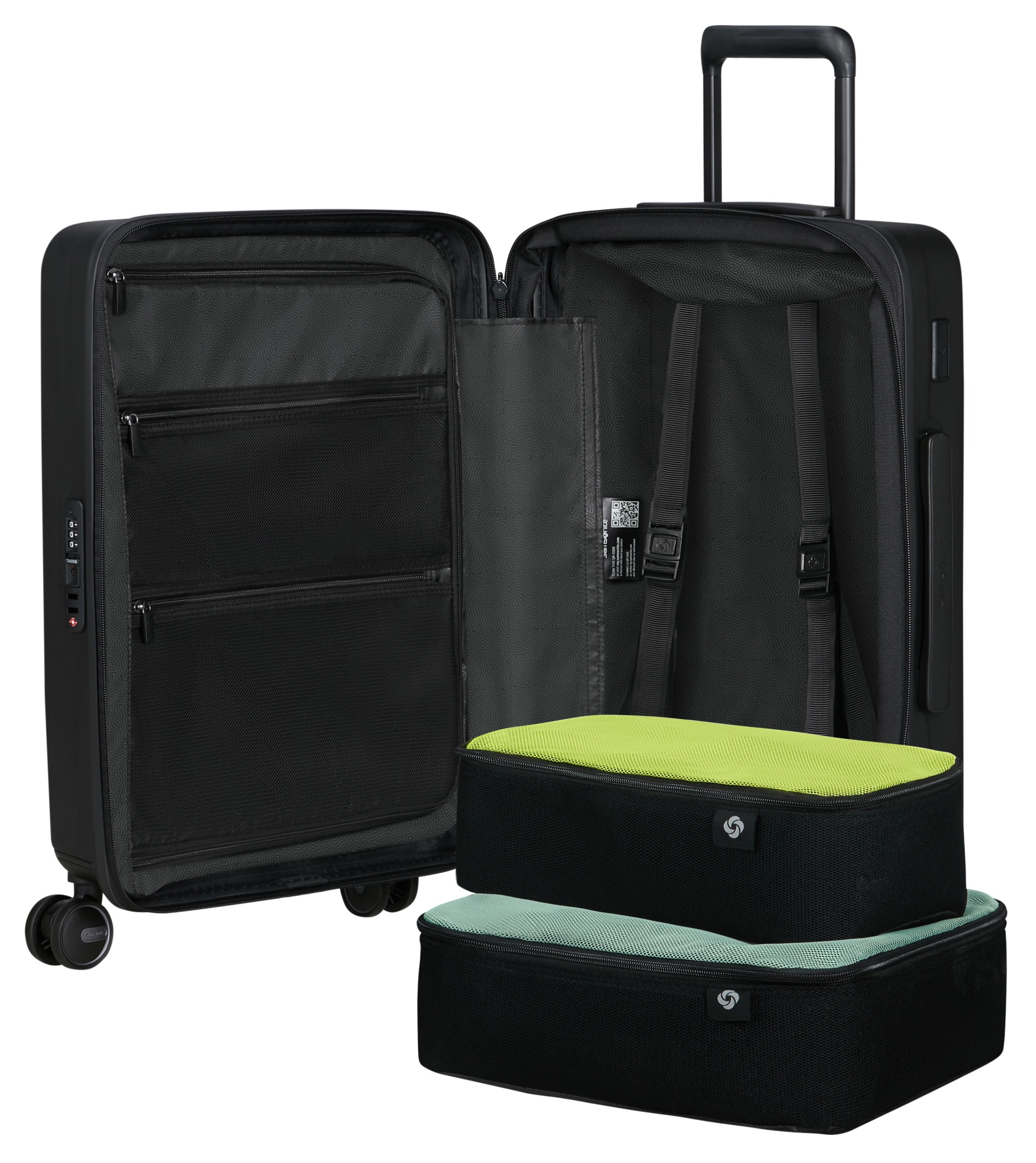 Samsonite Hartschalen-Trolley »RESTACKD, verschiedene Größen und Farben«, (mit Packtaschen), 4 Rollen, Reisekoffer mit TSA Schloss Volumenerweiterung Packtaschen