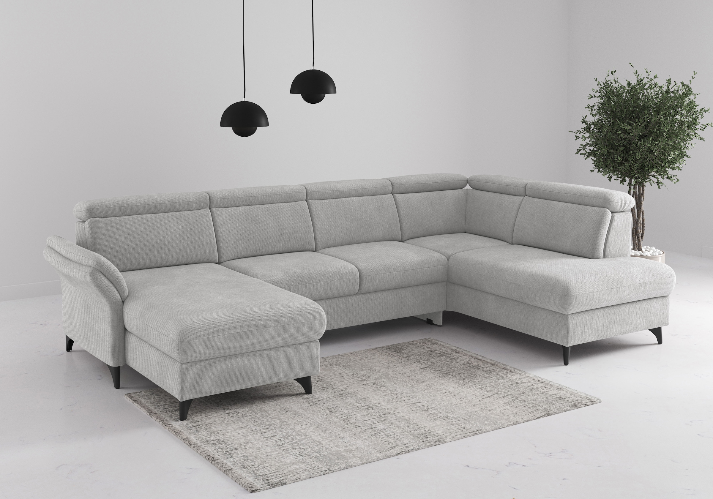 sit&more Wohnlandschaft "Glendale, U-Form" inkl. Kopfteilverstellung,wahlweise mit Vorziehsitz und Bettkasten