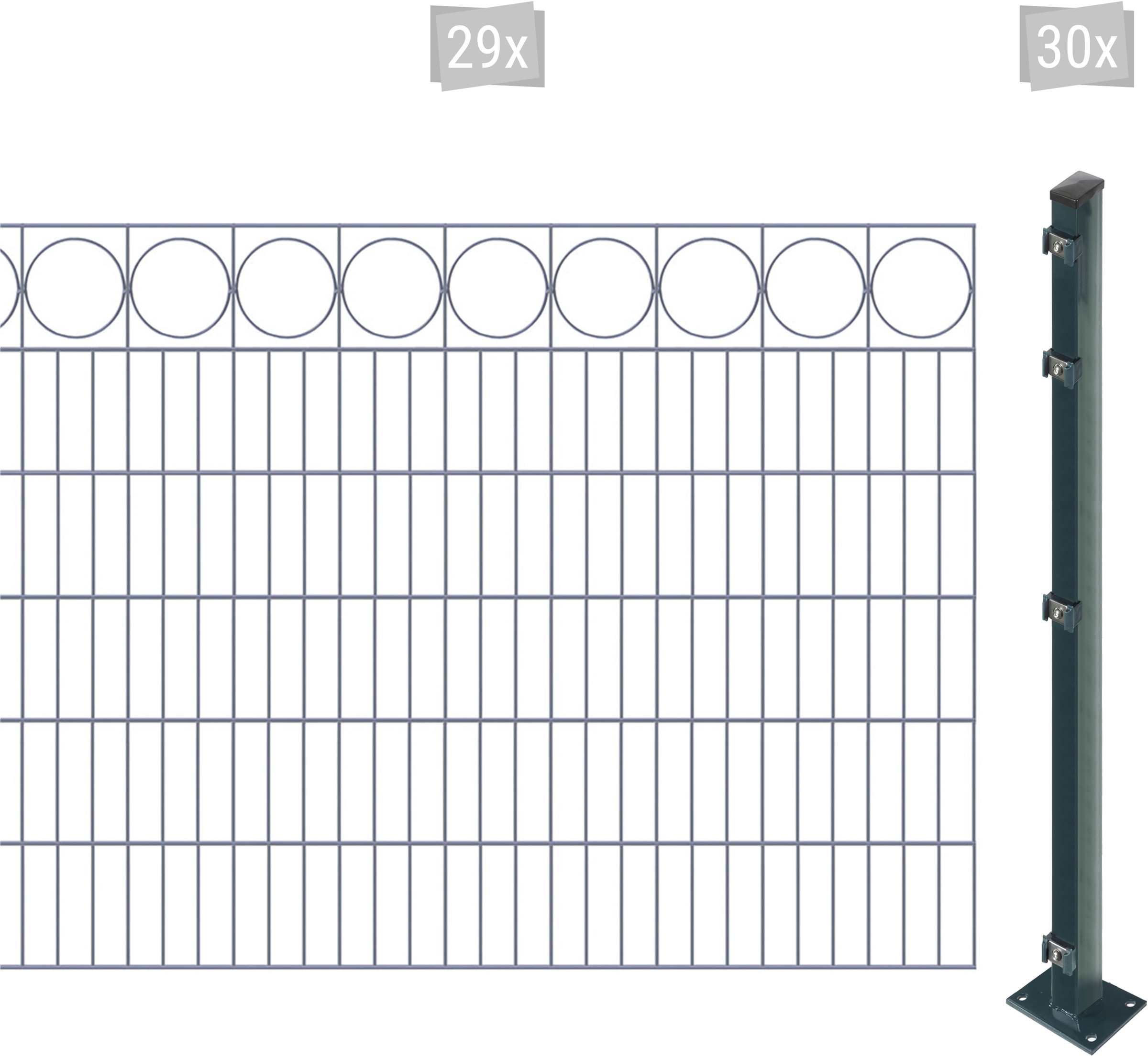 Arvotec Doppelstabmattenzaun "EASY 120 zum Aufschrauben "Ring" mit Zierleiste", Zaunhöhe 120 cm, Zaunlänge 2 - 60 m