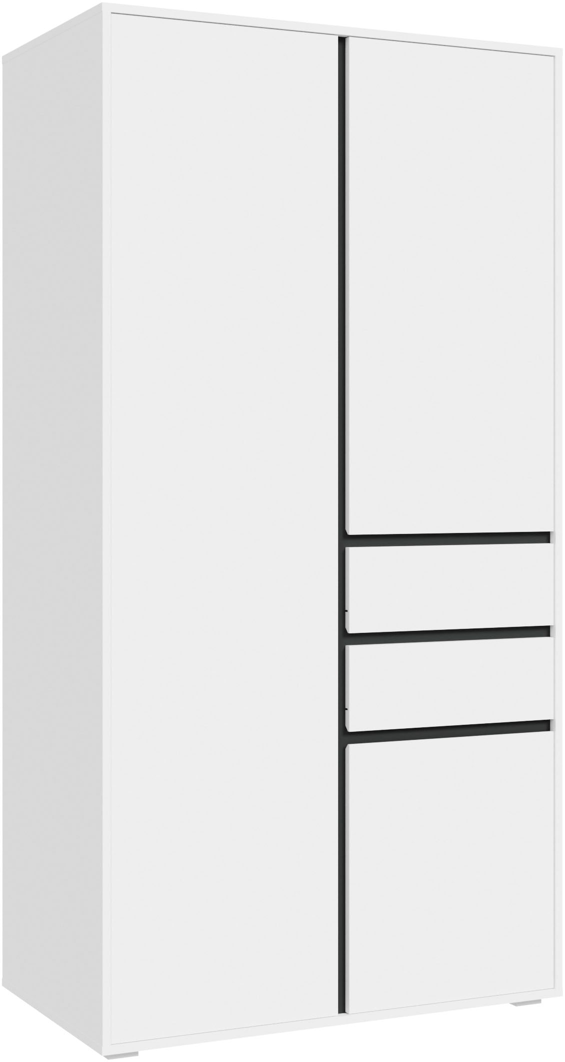 Home affaire Kleiderschrank "NULA, Schlafzimmerschrank, Garderobe, Schrank" in verschiedenen Ausführungen und Farben erhältlich, 1 Stk. tlg. 3 Türen, 2 Schubkästen, 1 E-Boden, 5 K-Böden, 1 Kleiderstange