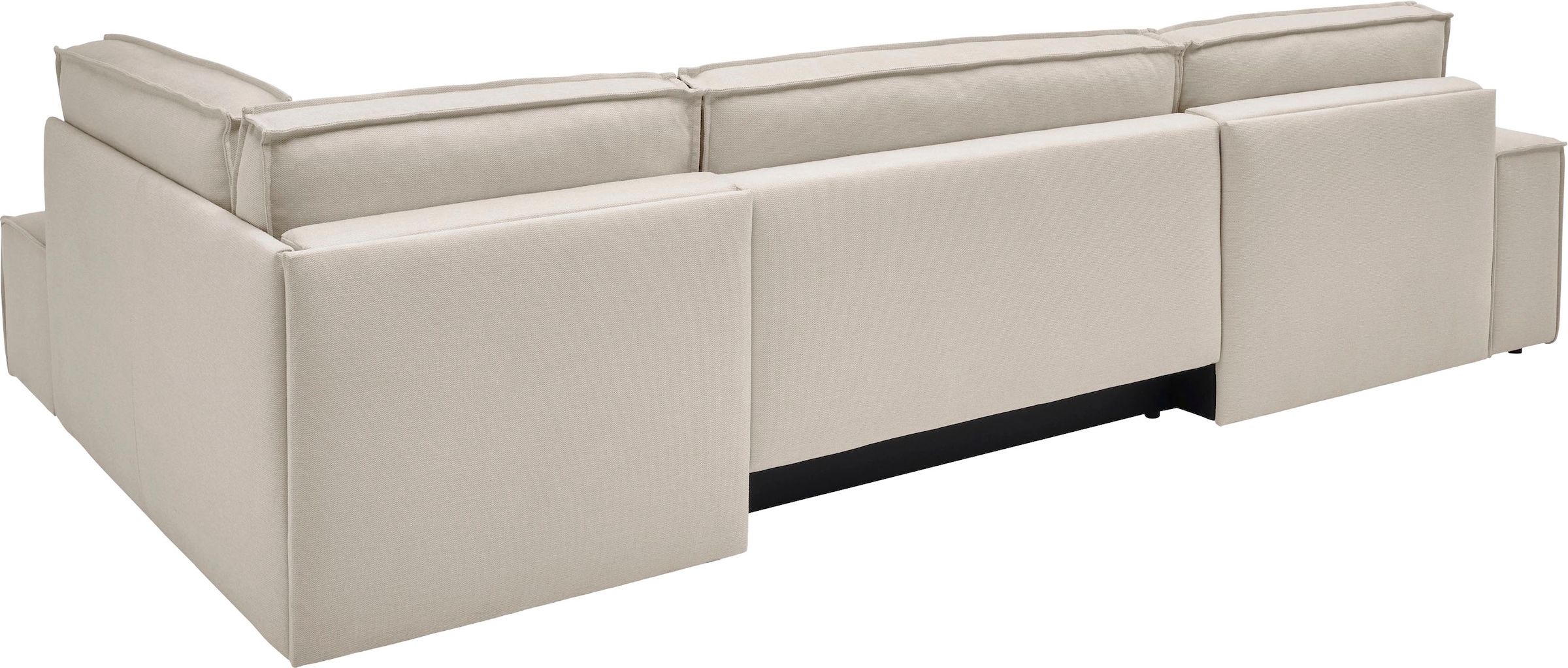 andas Wohnlandschaft »FINNLEY U-Form XXL 329 cm, Schlafsofa, Schlaffunktion m. Bettkasten«, (194/139 cm), Bouclé u. Struktur