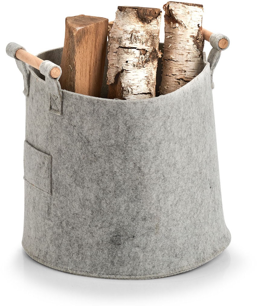 Zeller Present Aufbewahrungskorb "Aufbewahrungskorb, Filz/Holz, grau" mit H günstig online kaufen