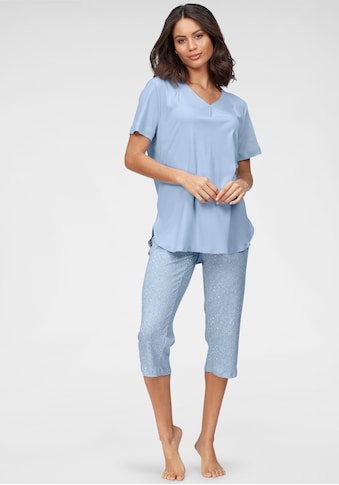 Schiesser Pyjama, mit Faltenverarbeitung am Ausschnitt und gemusterter Hose kaufen