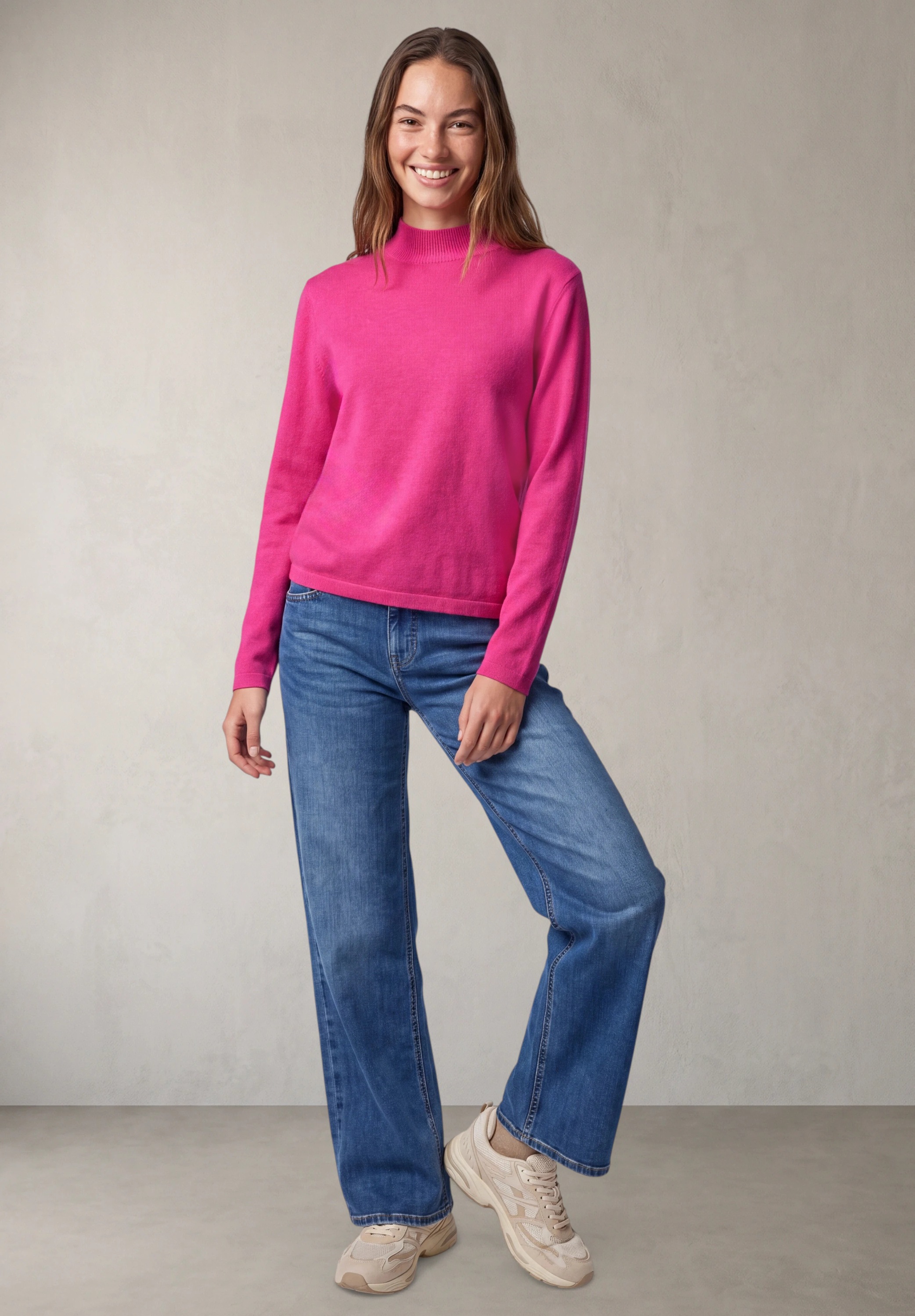 STREET ONE STUDIO Stehkragenpullover aus softem Materialmix
