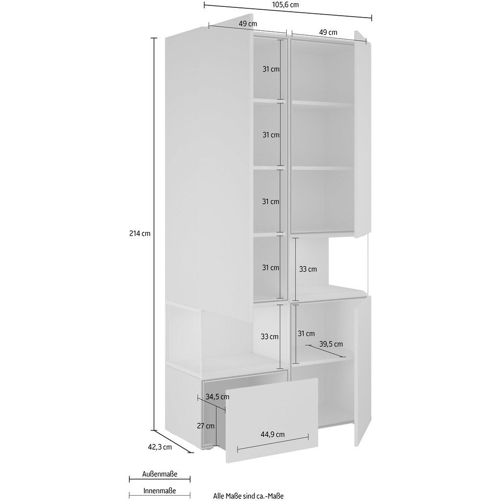 hülsta Vitrine »NEO Vitrine«, mit zwei offenen Glasfächern, inklusive Liefer- und Montageservice