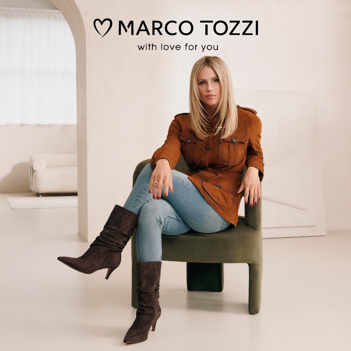 MARCO TOZZI Stiefel  Trichterabsatz, Kurzstiefel im Slouchy-Falten-Look
