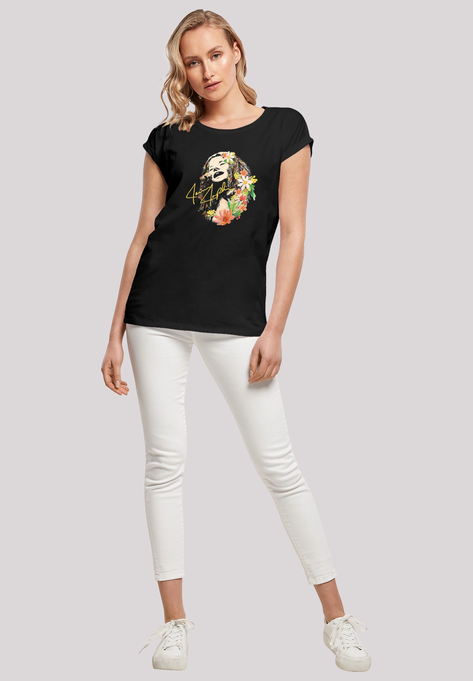 F4NT4STIC T-Shirt »Janis Joplin Blumen'«, Print