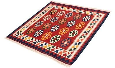 Wollteppich »Kelim - Oriental quadratisch - 96 x 95 cm - dunkelrot«, quadratisch