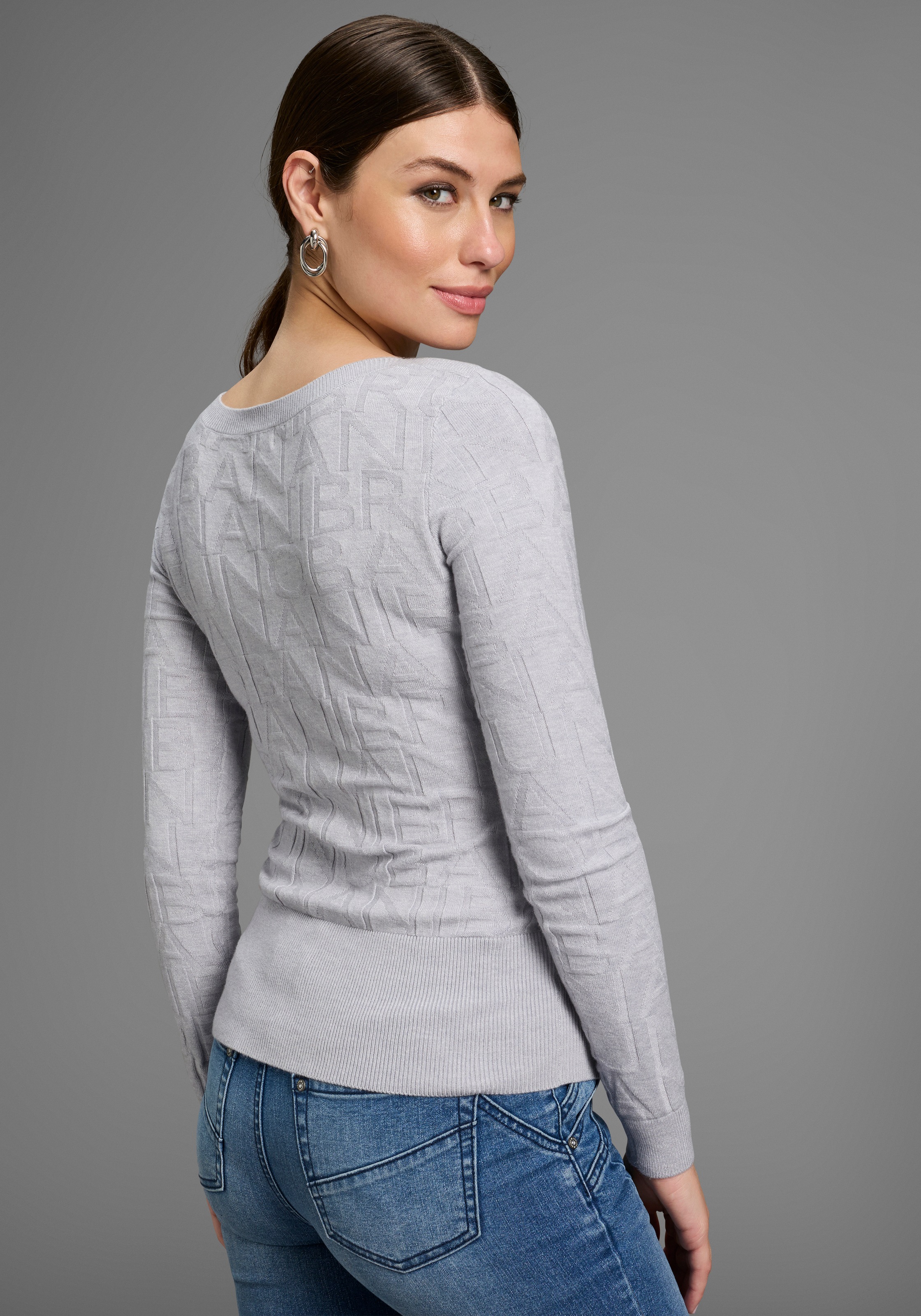 Bruno Banani Strickpullover mit Marken-Strickmuster günstig online kaufen