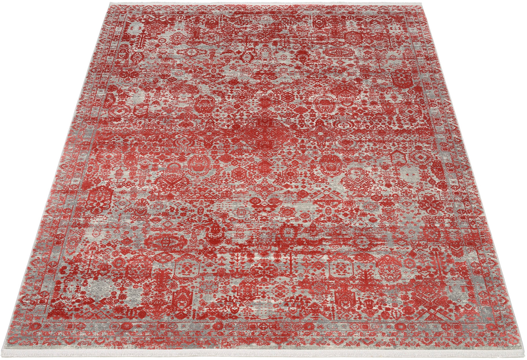 OCI DIE TEPPICHMARKE Teppich "COLOUR TADI" rechteckig 8 mm Höhe Glanz Viskose, mit Fransen, Hoch Tief Struktur, Vintage, Wohnzimmer