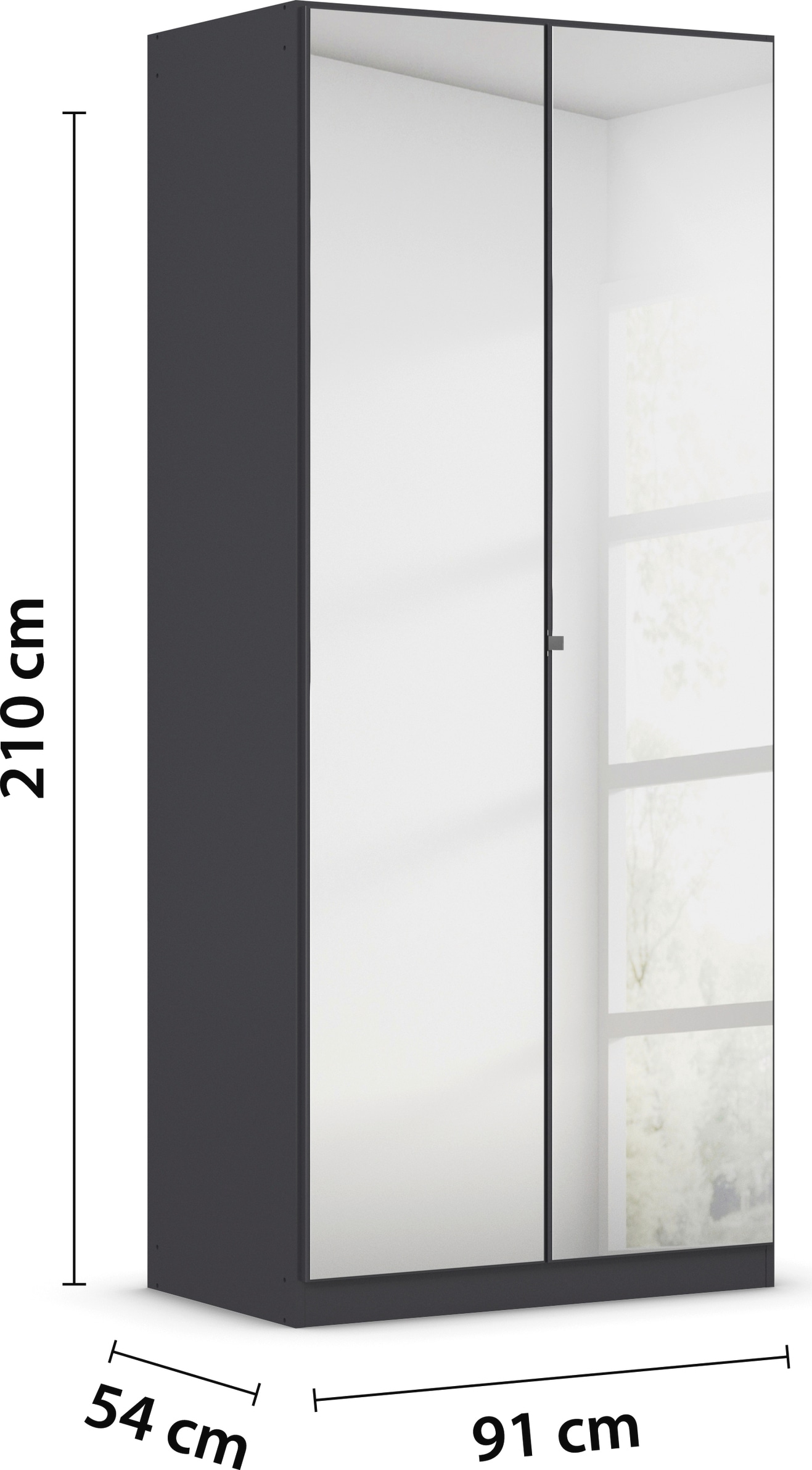 rauch Drehtürenschrank »Reflect«, mit Spiegelfront, inkl. praktischer Inneneinteilung und Stoffboxen-Set