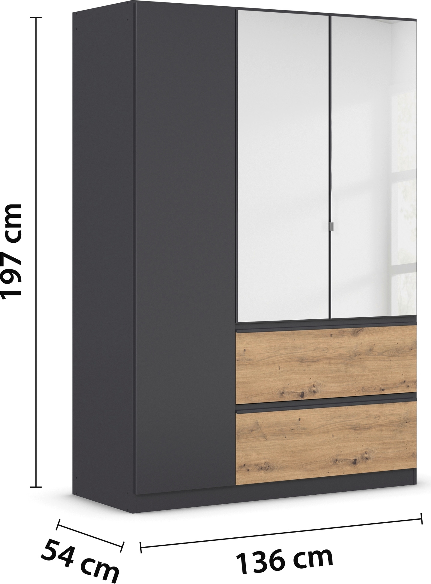 rauch Drehtürenschrank »Kleiderschrank Schrank Garderobe Wäscheschrank COSTA in 3 Breiten«, mit Spiegel, grifflose Front und Push-to-Open Funktion MADE IN GERMANY