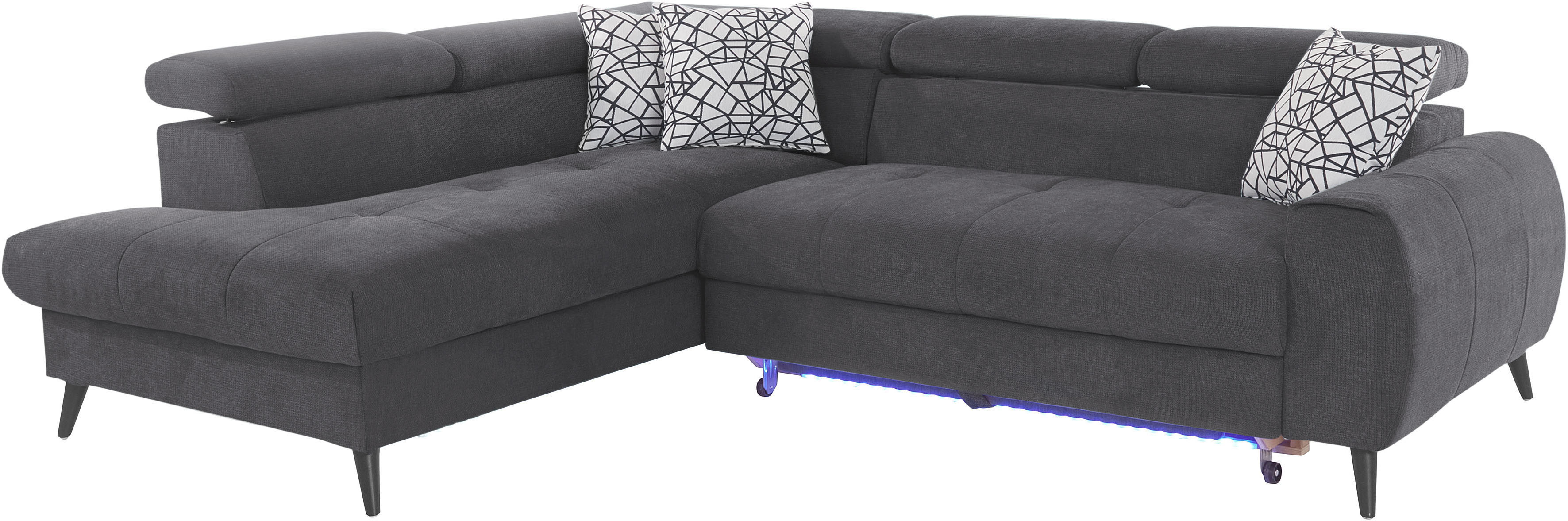 Thumbnail - COTTA Ecksofa "Mia L-Form mit 3 Zierkissen", wahlweise mit Bettfunktion, Bettkasten, Beleuchtung & Wireless-Charger