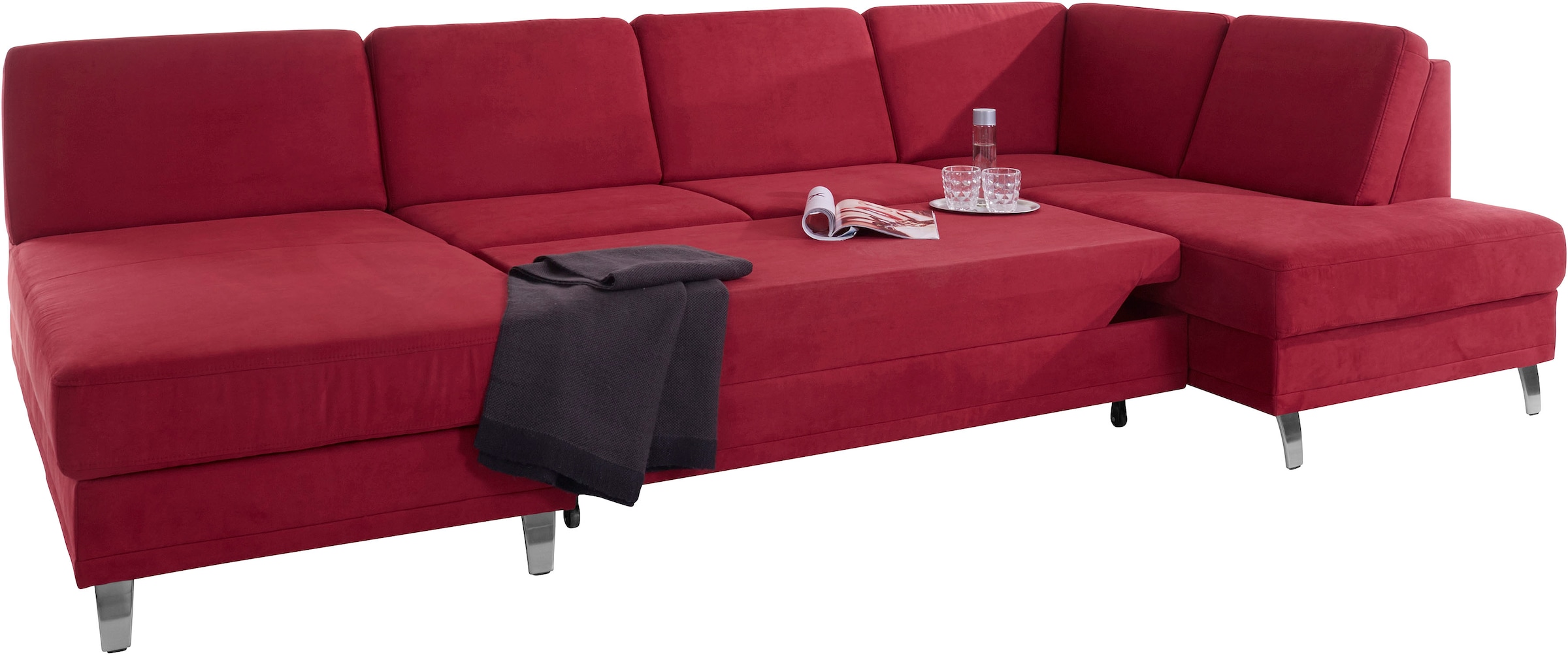 sit&more Wohnlandschaft »Clio U-Form«, wahlweise mit Bettfunktion und Bettkasten, inklusive Federkern