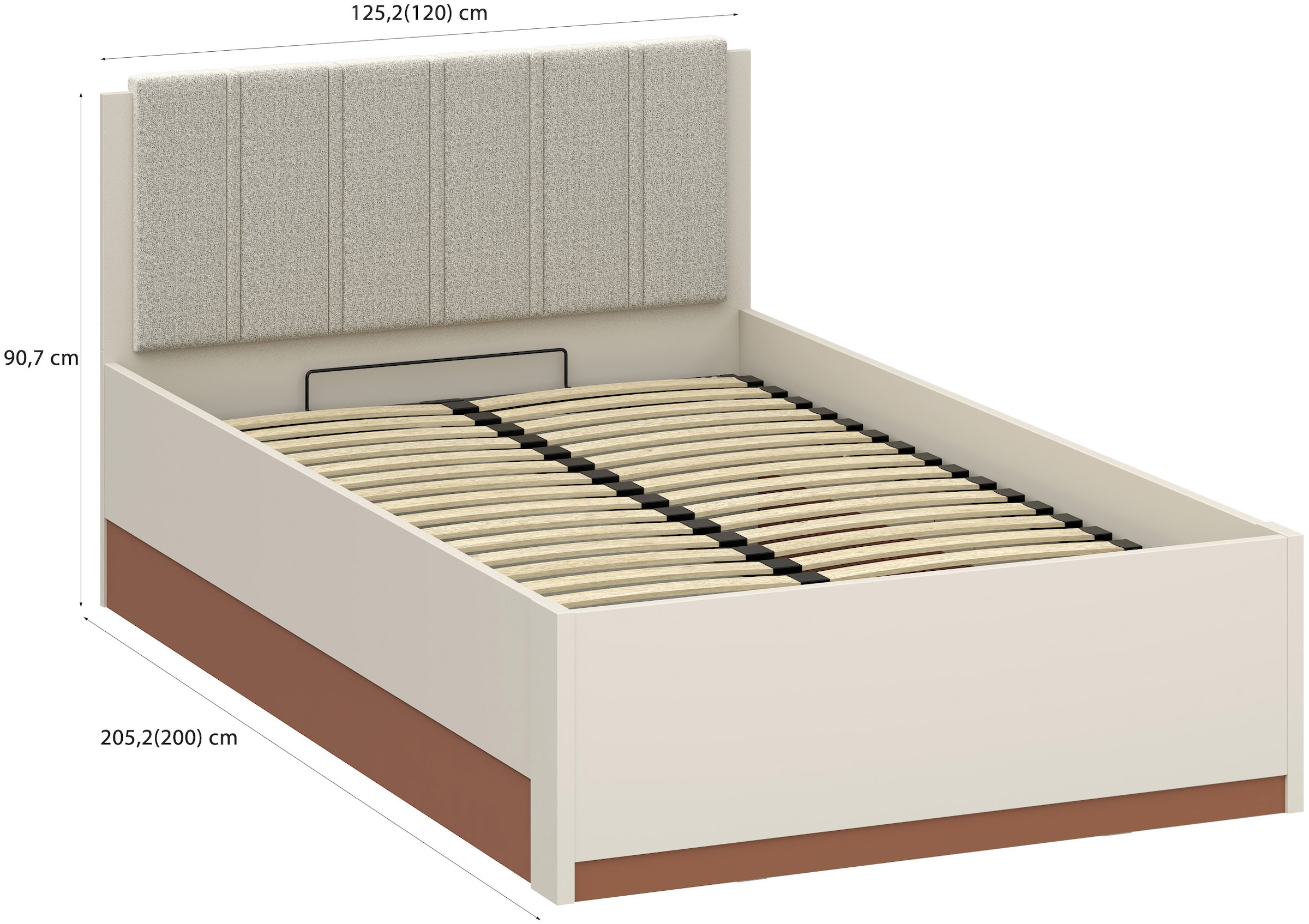 FORTE Bettgestell »Milles« aufklappbarer Lattenrost und gepolstertes Kopfteil