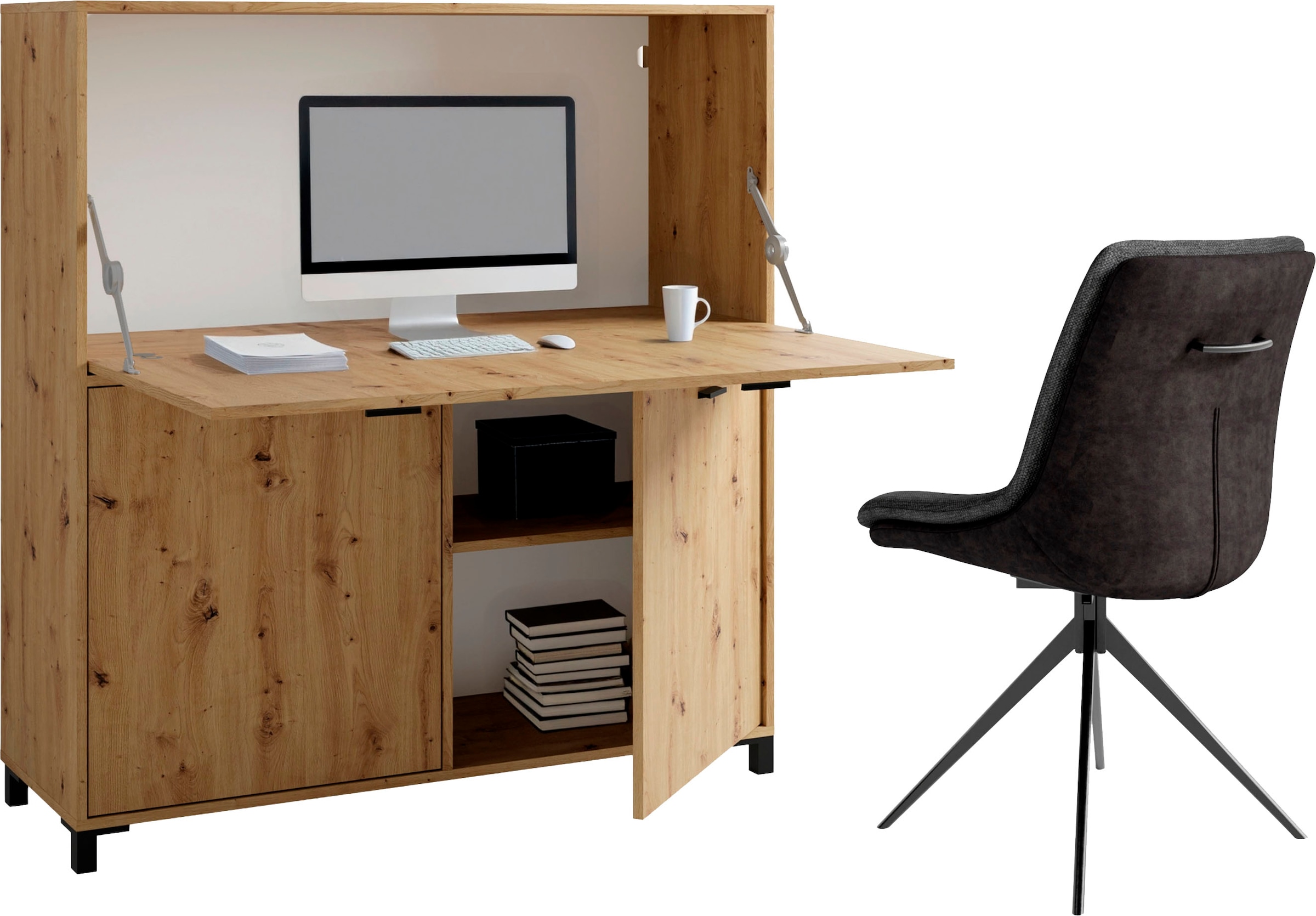 OTTO home Sekretär "Melton" platzsparende Arbeitslösung mit viel Stauraum, Breite 120 cm
