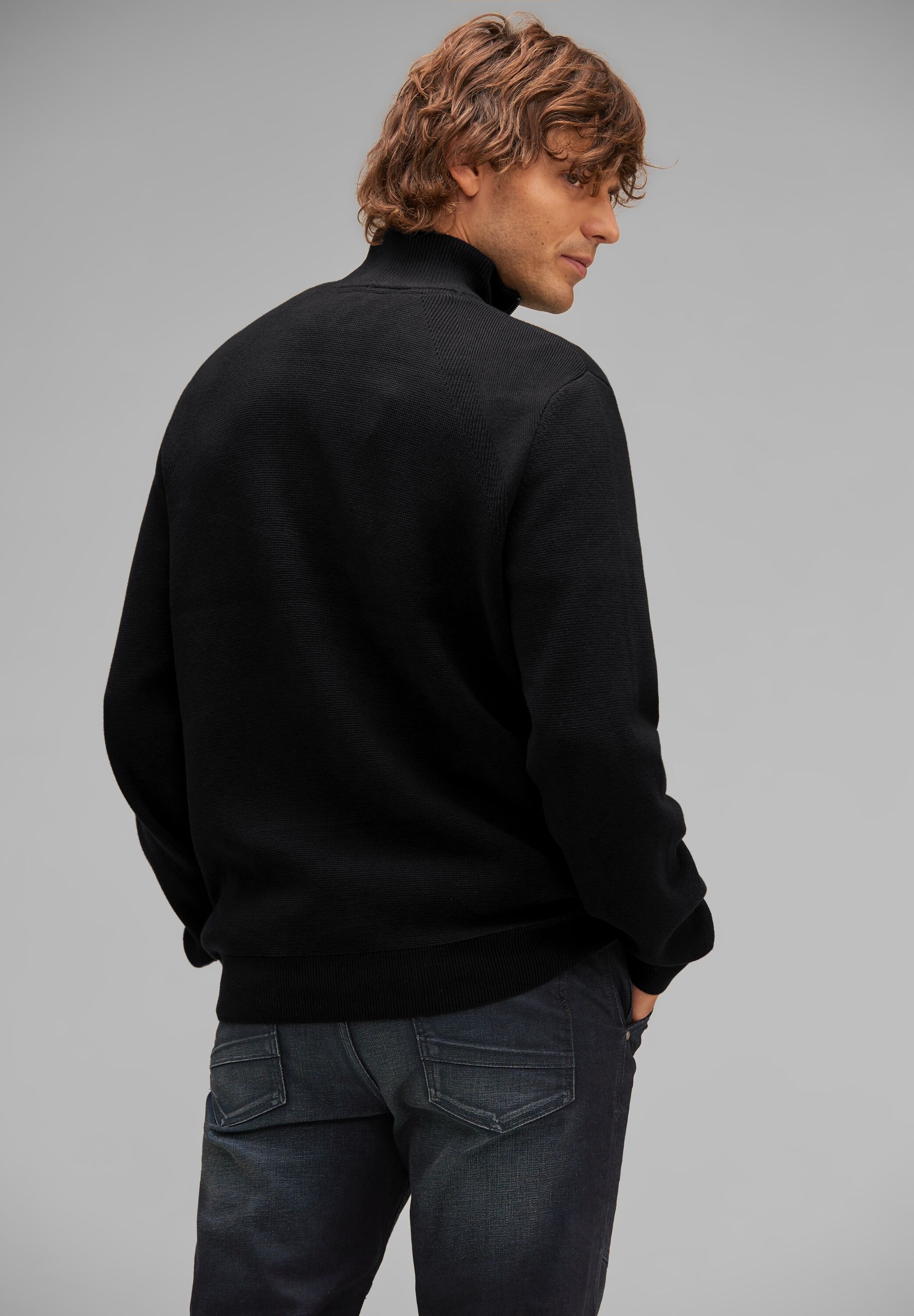 STREET ONE MEN Stehkragenpullover, aus reiner Baumwolle günstig online kaufen