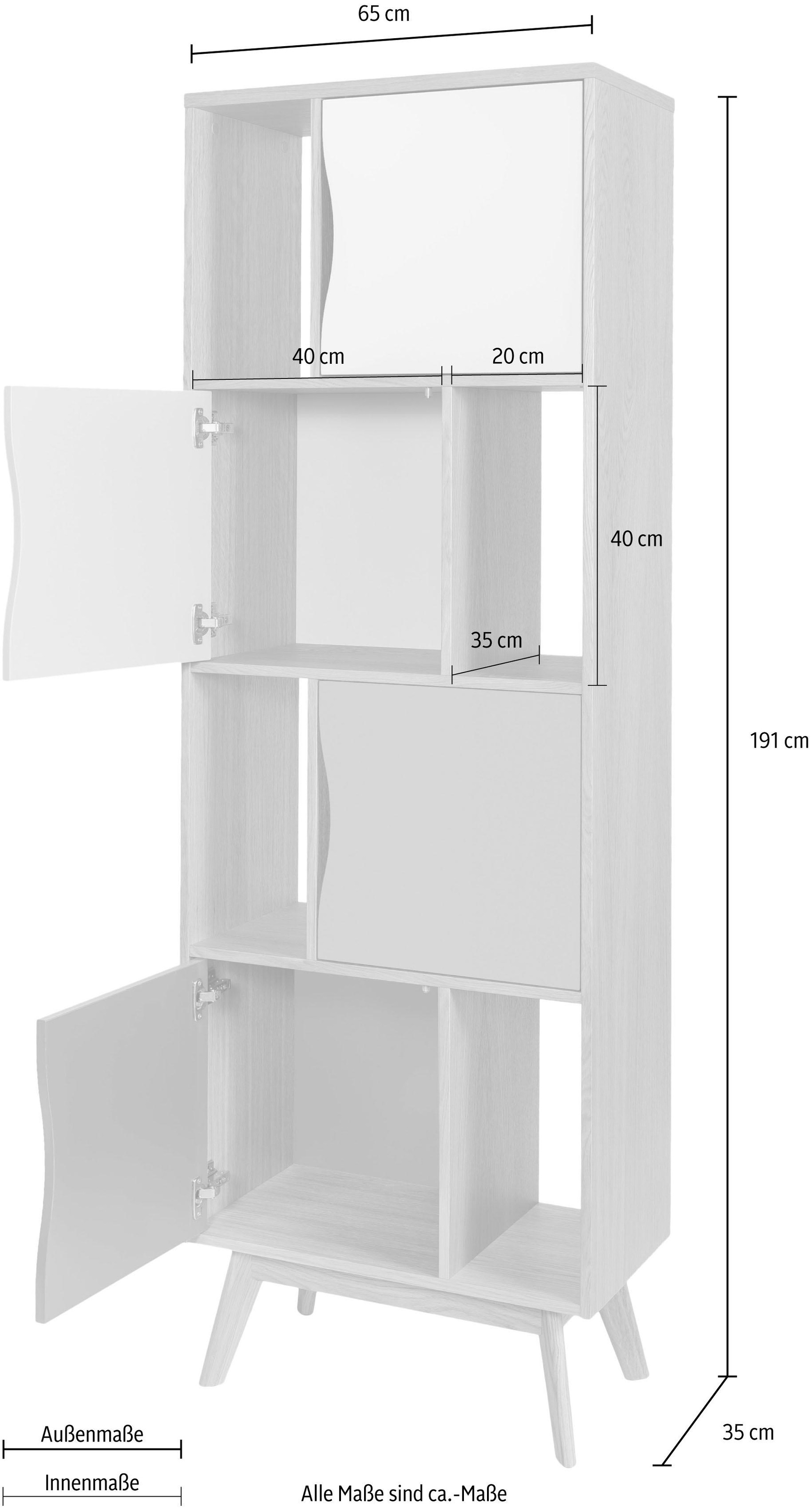 Woodman Bücherregal »Avon«, Höhe 191 cm, Holzfurnier aus Eiche, schlichtes skandinavisches Design