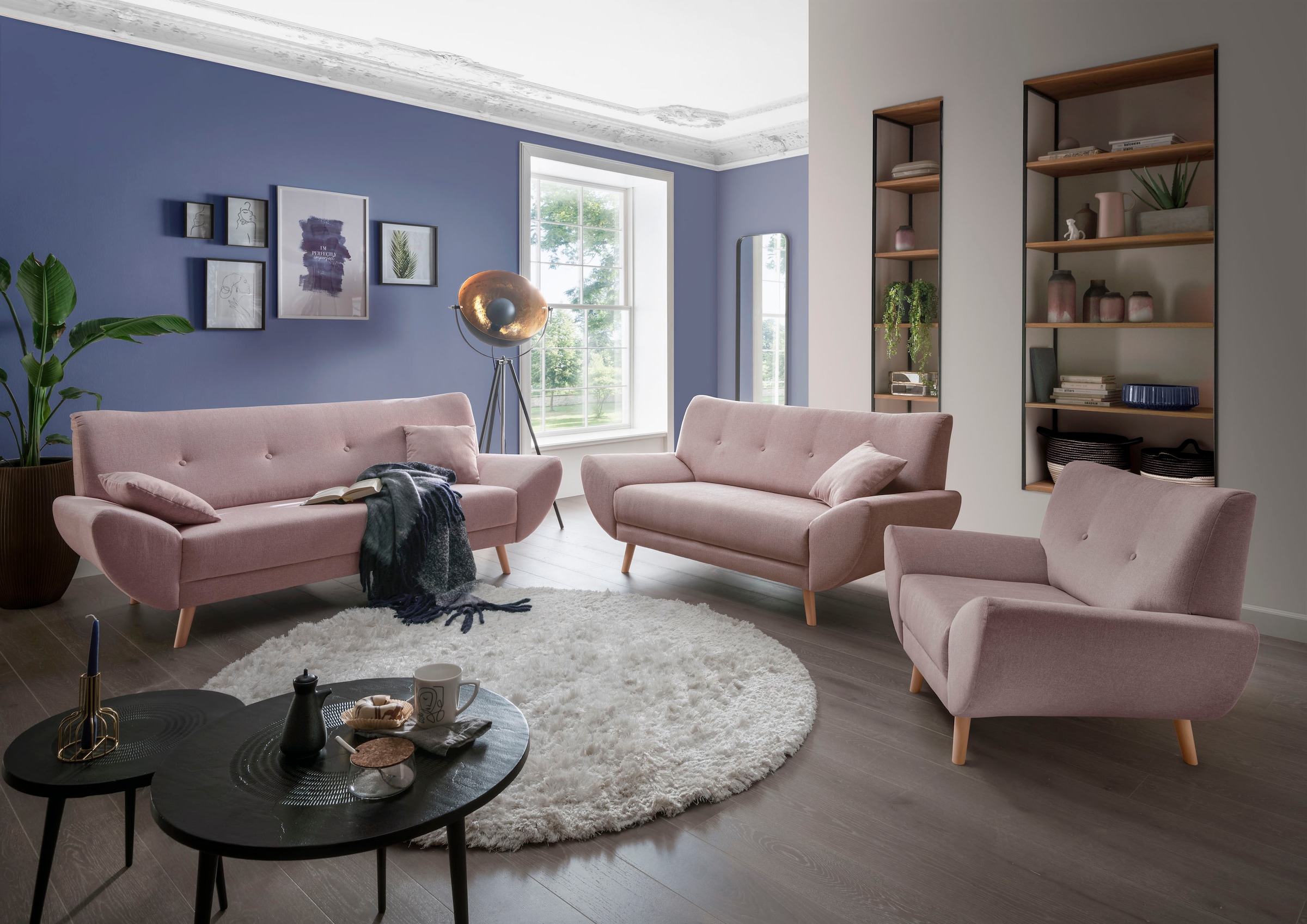 Home affaire Polstergarnitur "Basta" 3 Stk. tlg. Komfortable Wellenunterfed günstig online kaufen