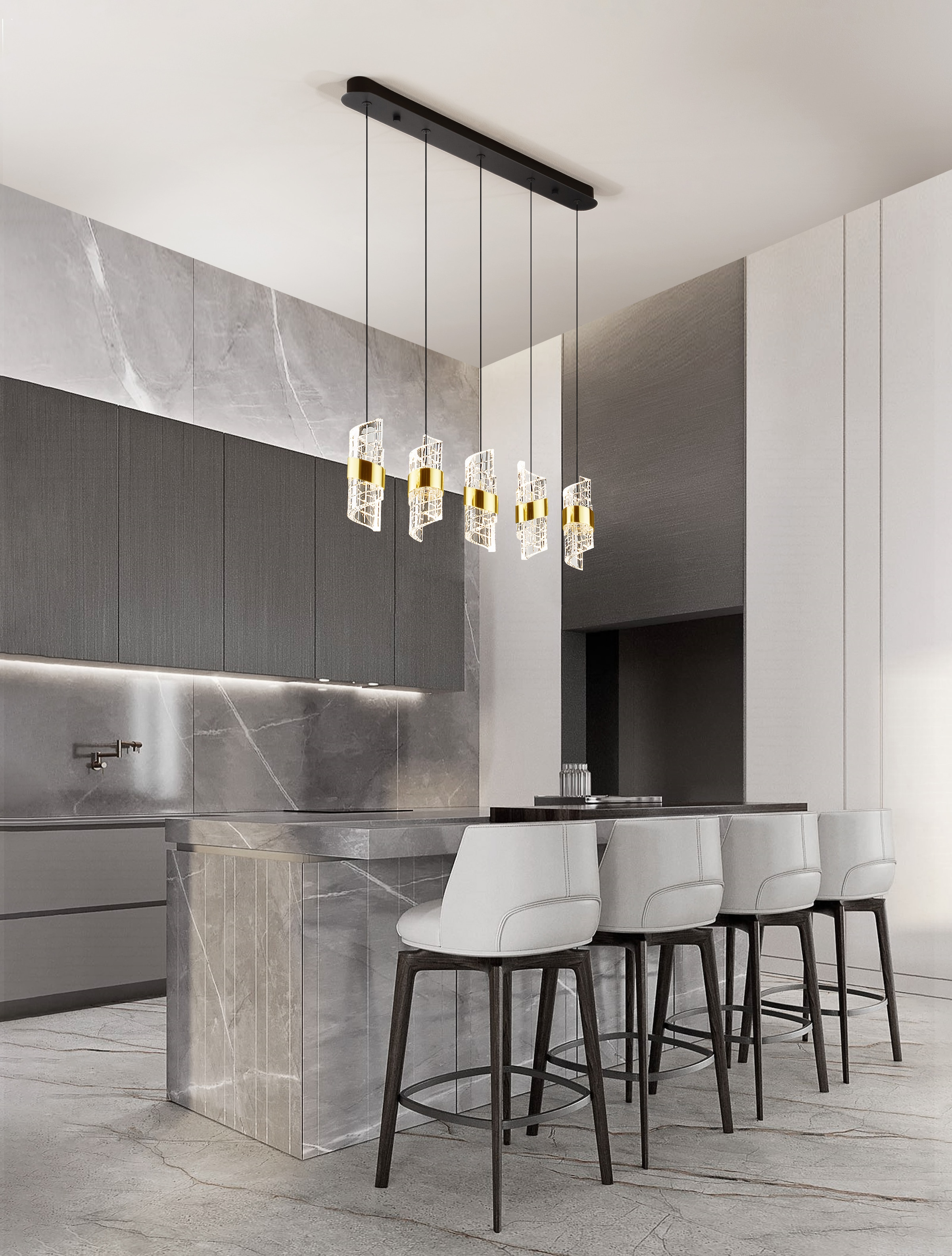 Nova Luce Pendelleuchte »SENECA«, 5 flammig, Leuchtmittel LED-Modul | LED fest integriert