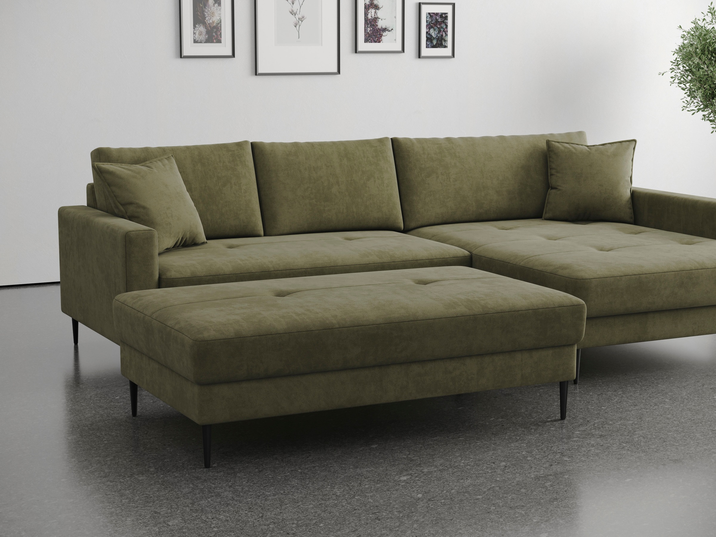 OTTO home Hocker »Summer B: 142cm, in Cord & Struktur erhältlich« schwarze Metallfüße
