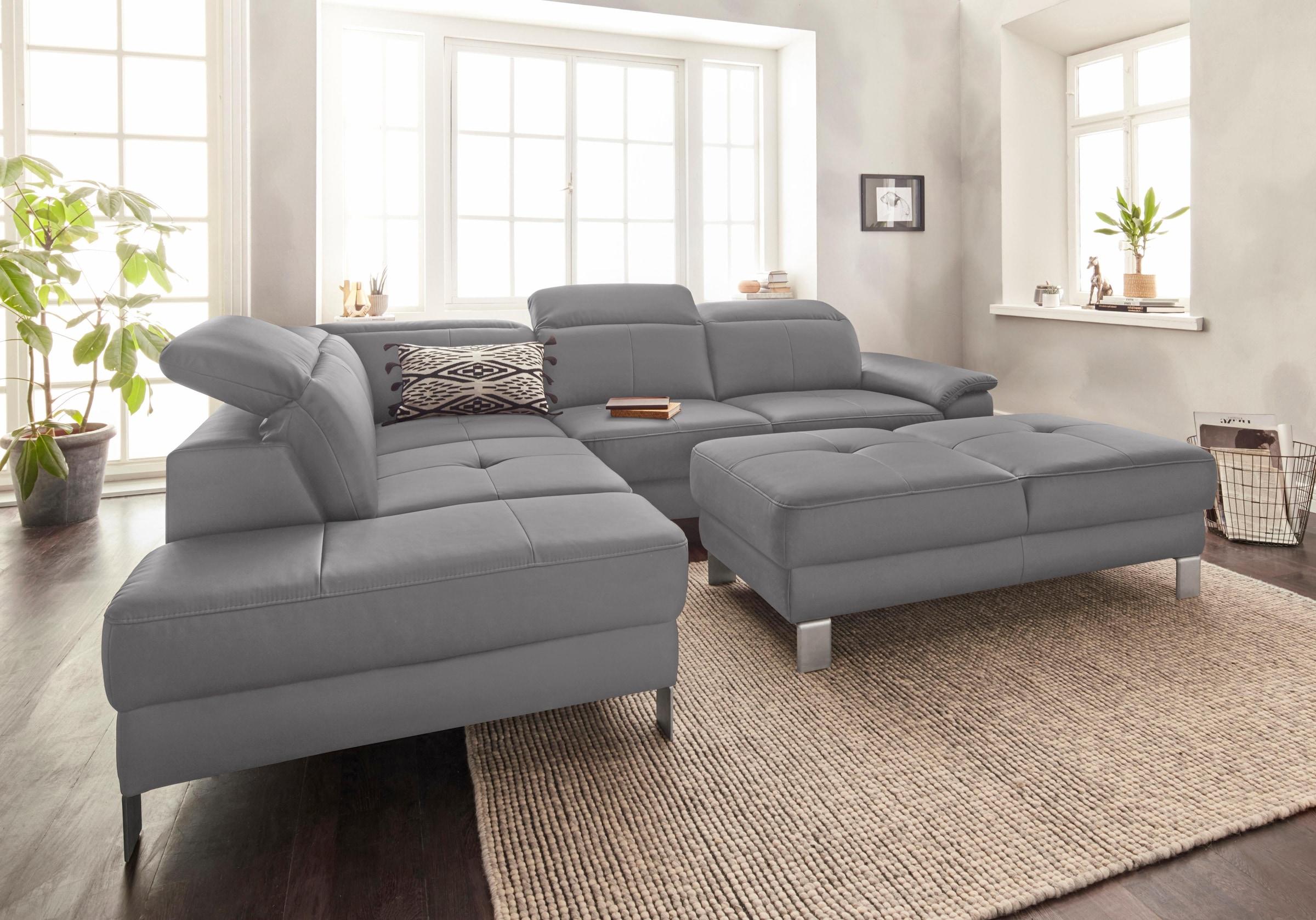 exxpo - sofa fashion Ecksofa »Mantua, L-Form«, mit Kopf- bzw. Rückenverstellung, Bettfunktion u. Bettkasten