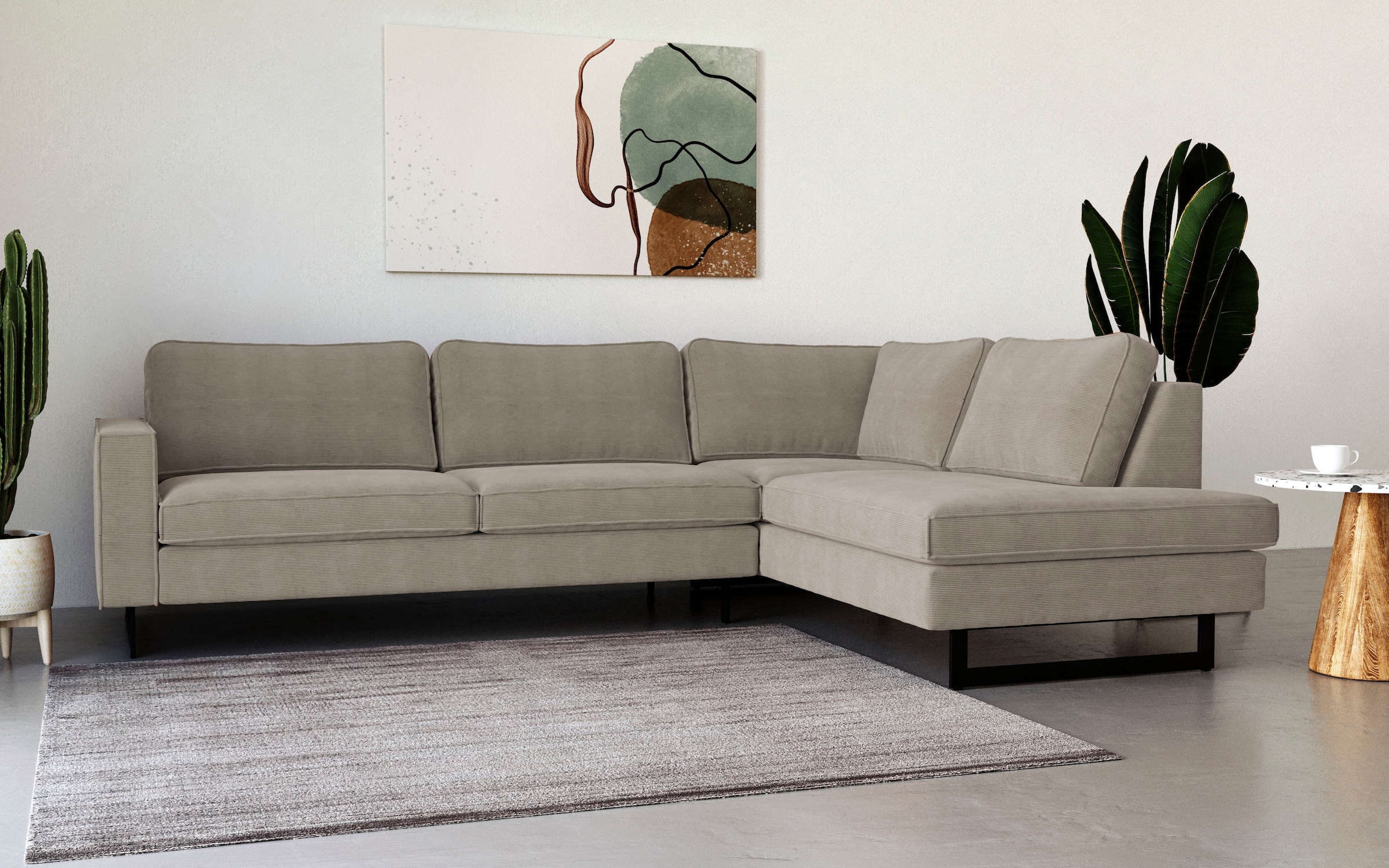 Places of Style Ecksofa "Pinto, 290 cm, Cord, Chenille, Lederoptik, Ottoman günstig online kaufen