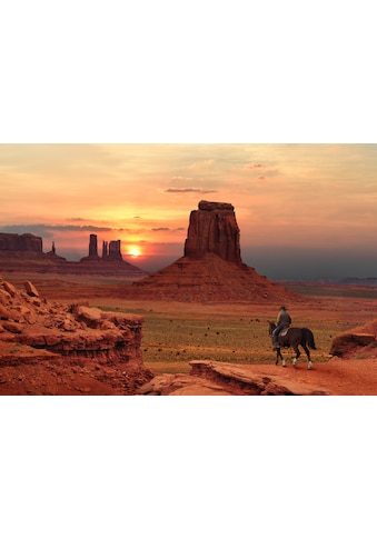 Fototapete »MONUMENT TAL-SANDSTEIN BERGE SONNE STEINE WÜSTE COWBOY«