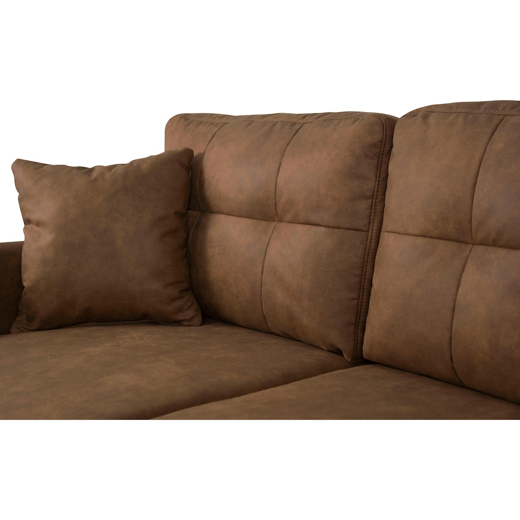 Home affaire Ecksofa »Triplo, Zierkissen, Schlaffunktion, B/T/H: 234/164/89 cm, L-Form«