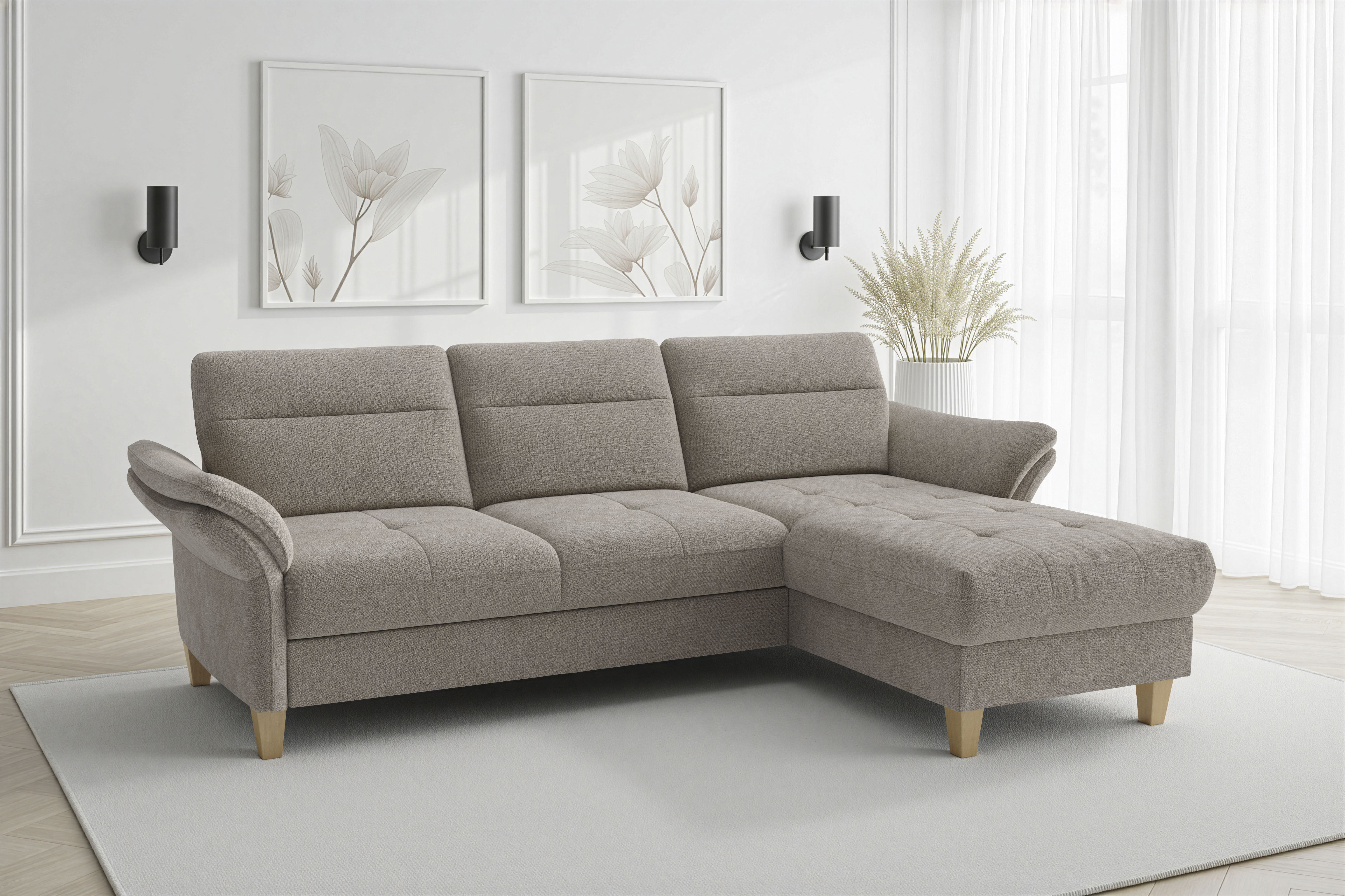 sit&more Ecksofa "Pamela L-Form, B: 230 cm, optional Schlaffunktion & Bettkasten" mit Federkern und Liegefläche aus Originalstoff