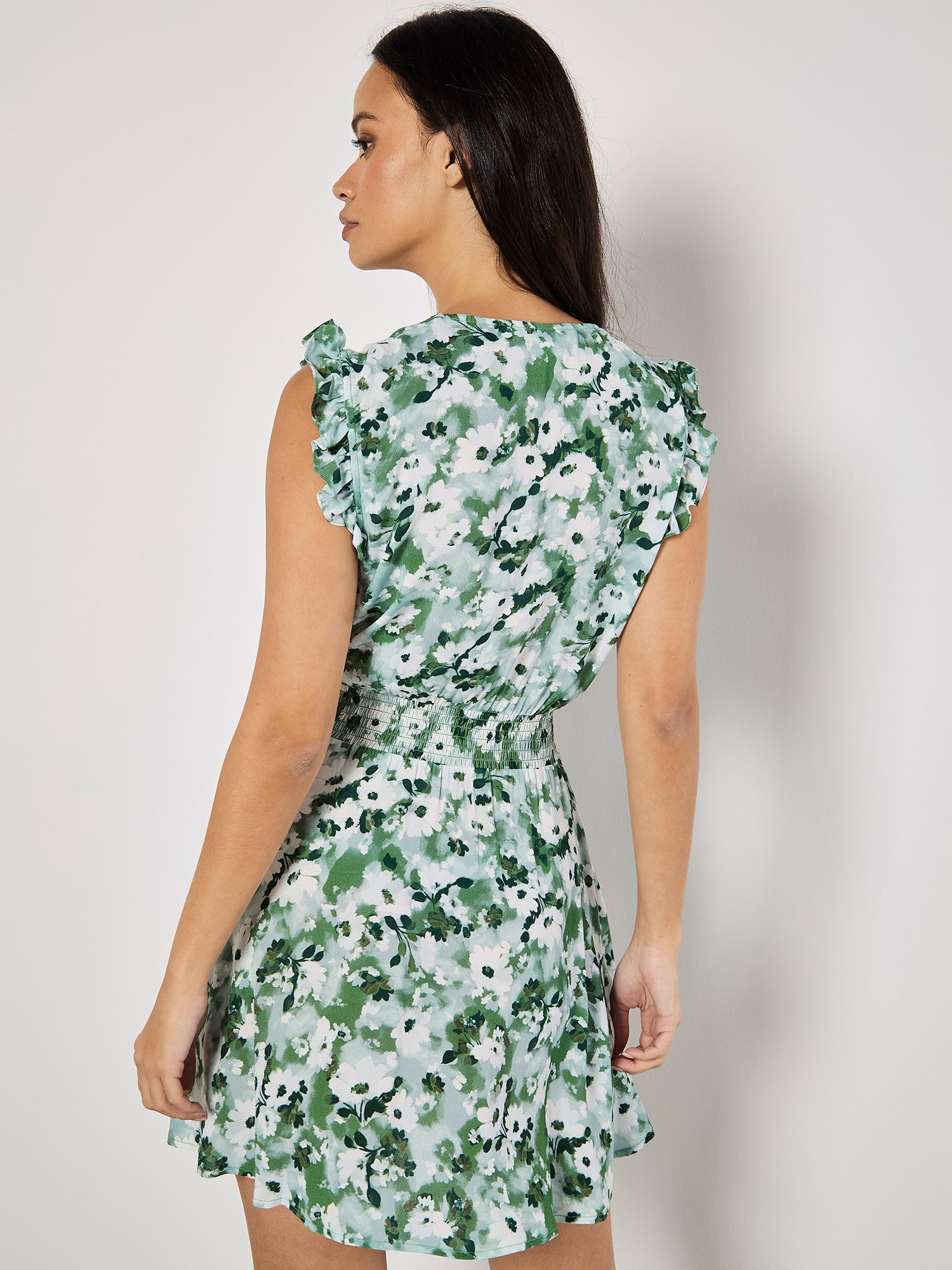Apricot Minikleid »Florales Minikleid« mit Rüschenärmeln