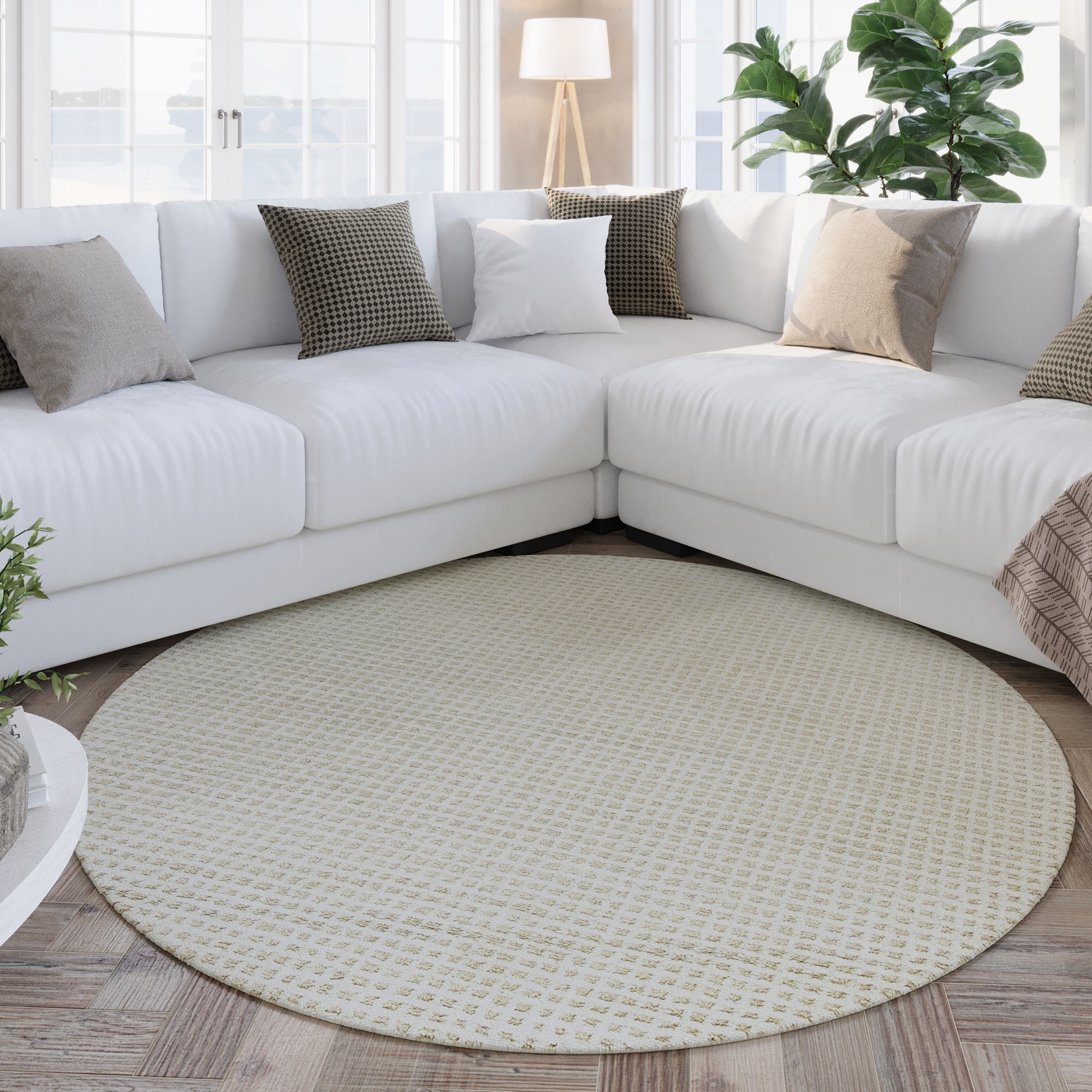 Wecon home Teppich »Hamptons THIRTY«, rund, 17 mm Höhe, Kurzflor, Wohnzimmer, Schlafzimmer, elegant, robust, kariert