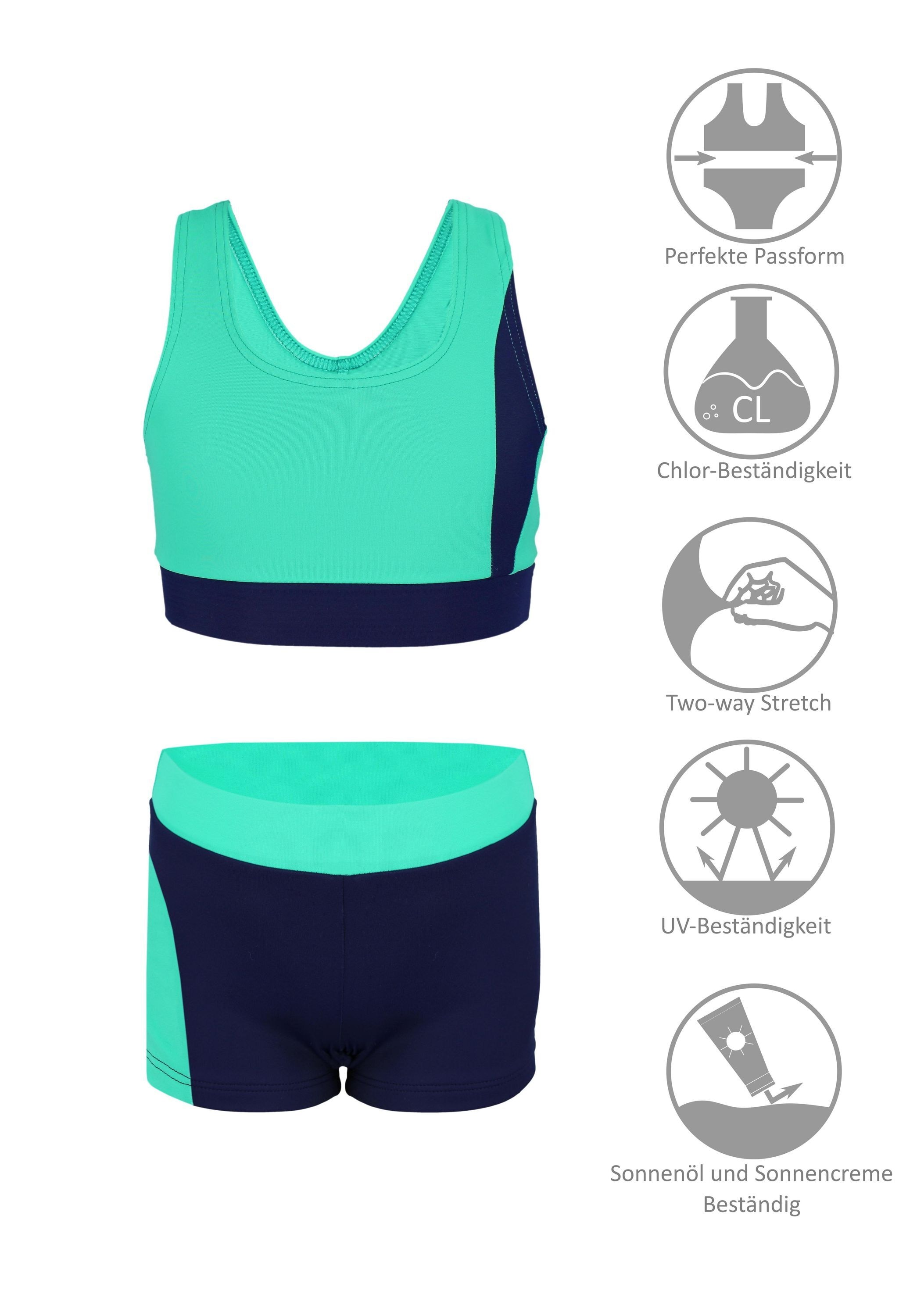 AQUARTI Bustier-Bikini »Badeanzug Mädchen Sport Bikini - Racerback Bustier & Badehose«