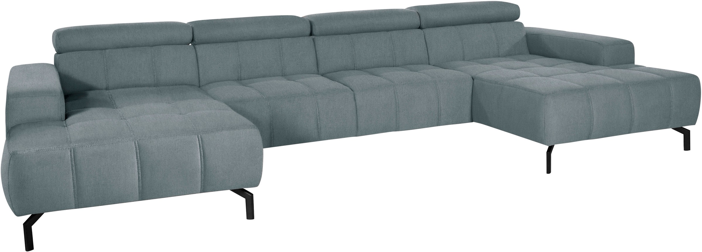 DOMO collection Wohnlandschaft »Cunelli tolle Sitznähte als Designelement, fester Sitzkomfort, U-Form«, wahlweise mit Kopfteilverstellung, bodenfrei