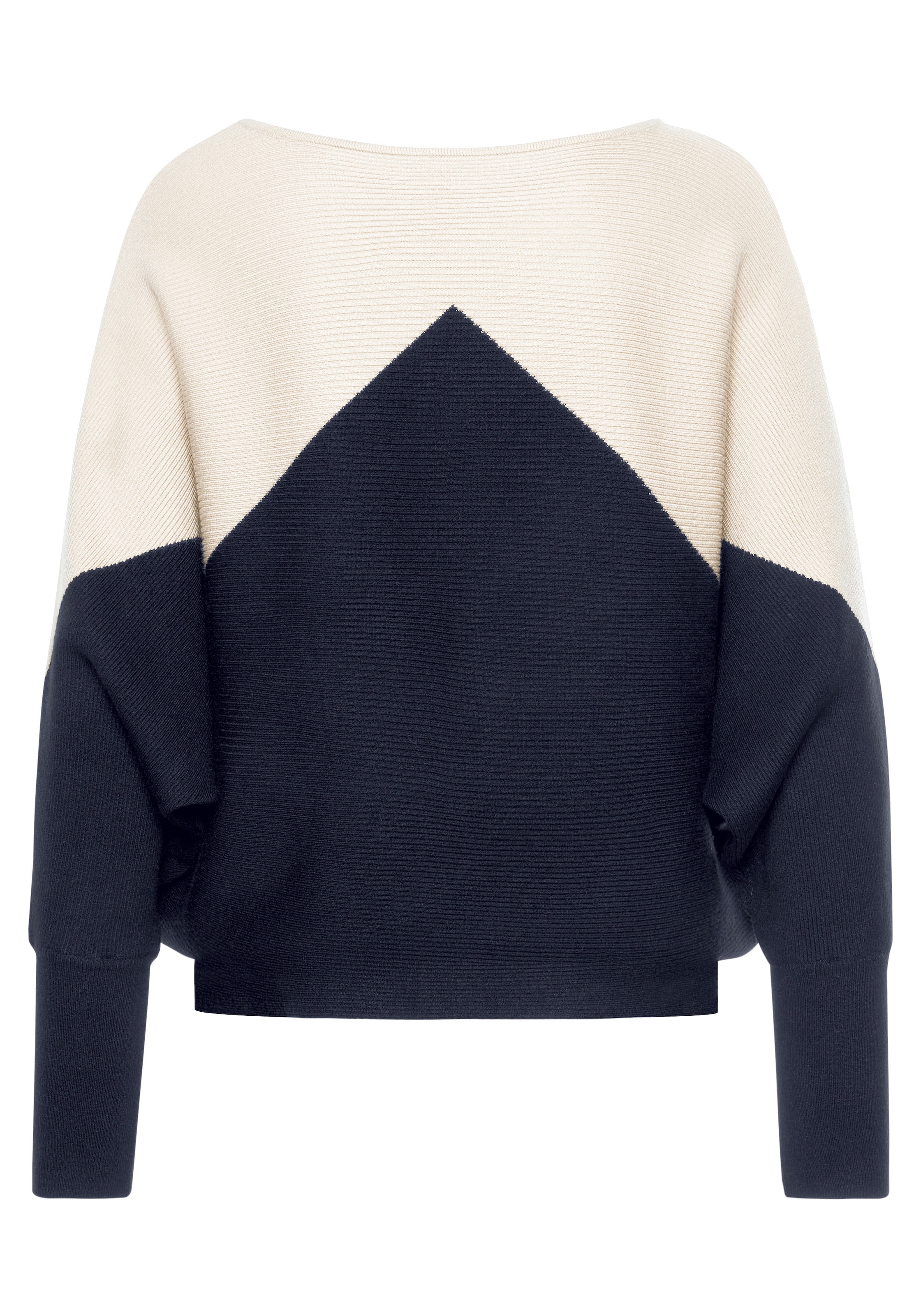 LASCANA Strickpullover, mit Colorblock-Optik und leichten Fledermausärmeln