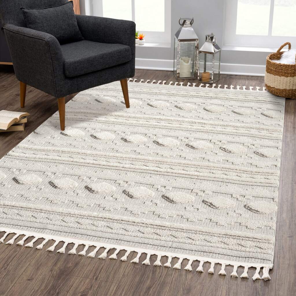 Carpet City Teppich »VALENCIA 930«, rechteckig, Boho-Stil, Hochtief-Muster/ 3D-Effekt, mit Fransen