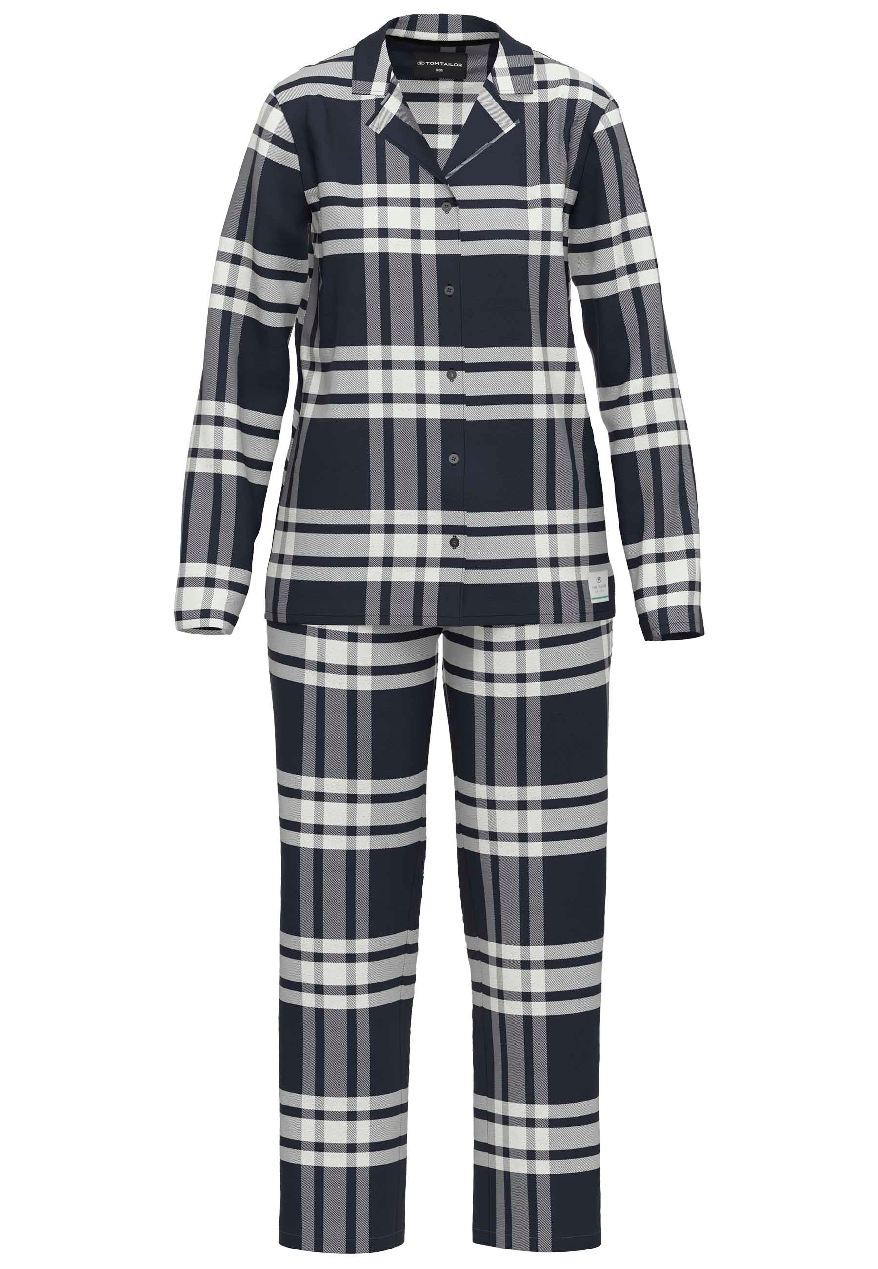 TOM TAILOR Schlafanzug "Xanthi" 2 tlg. mit langen Ärmeln, kariert, Knöpfe günstig online kaufen
