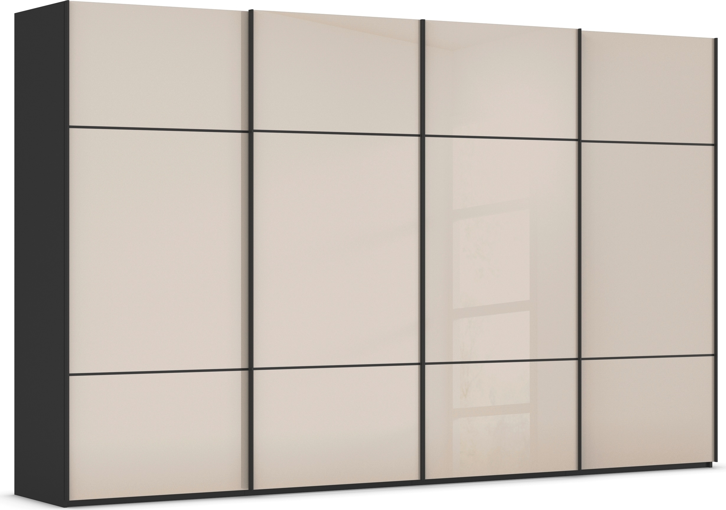 rauch "Kleiderschrank Schrank Garderobe Schlafzimmerschrank SCALE-TRIO" edle dreigeteilte Front mit 2 Zierleisten Glasfront MADE IN GERMANY