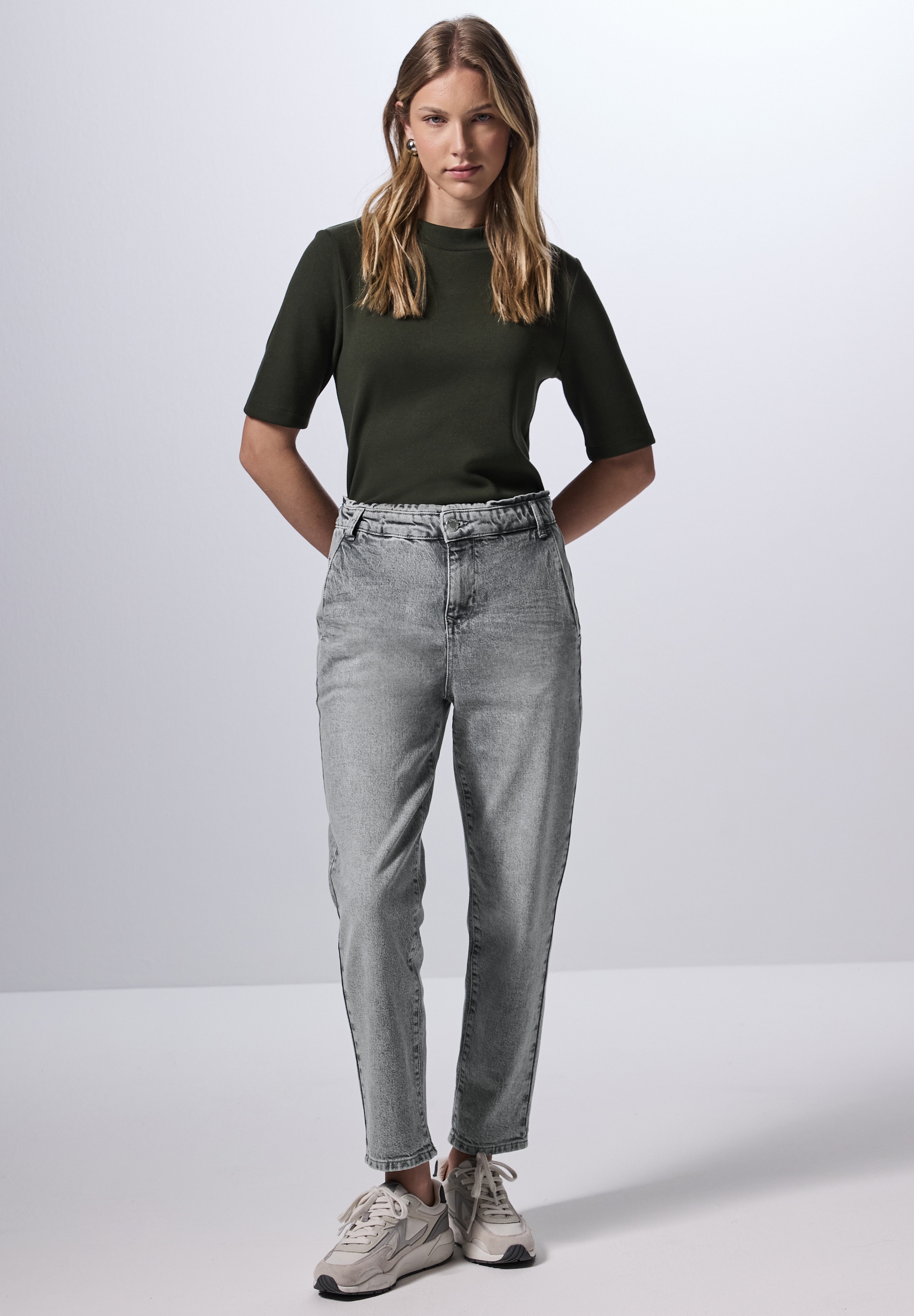 STREET ONE STUDIO Loose-fit-Jeans, in grauer Waschung