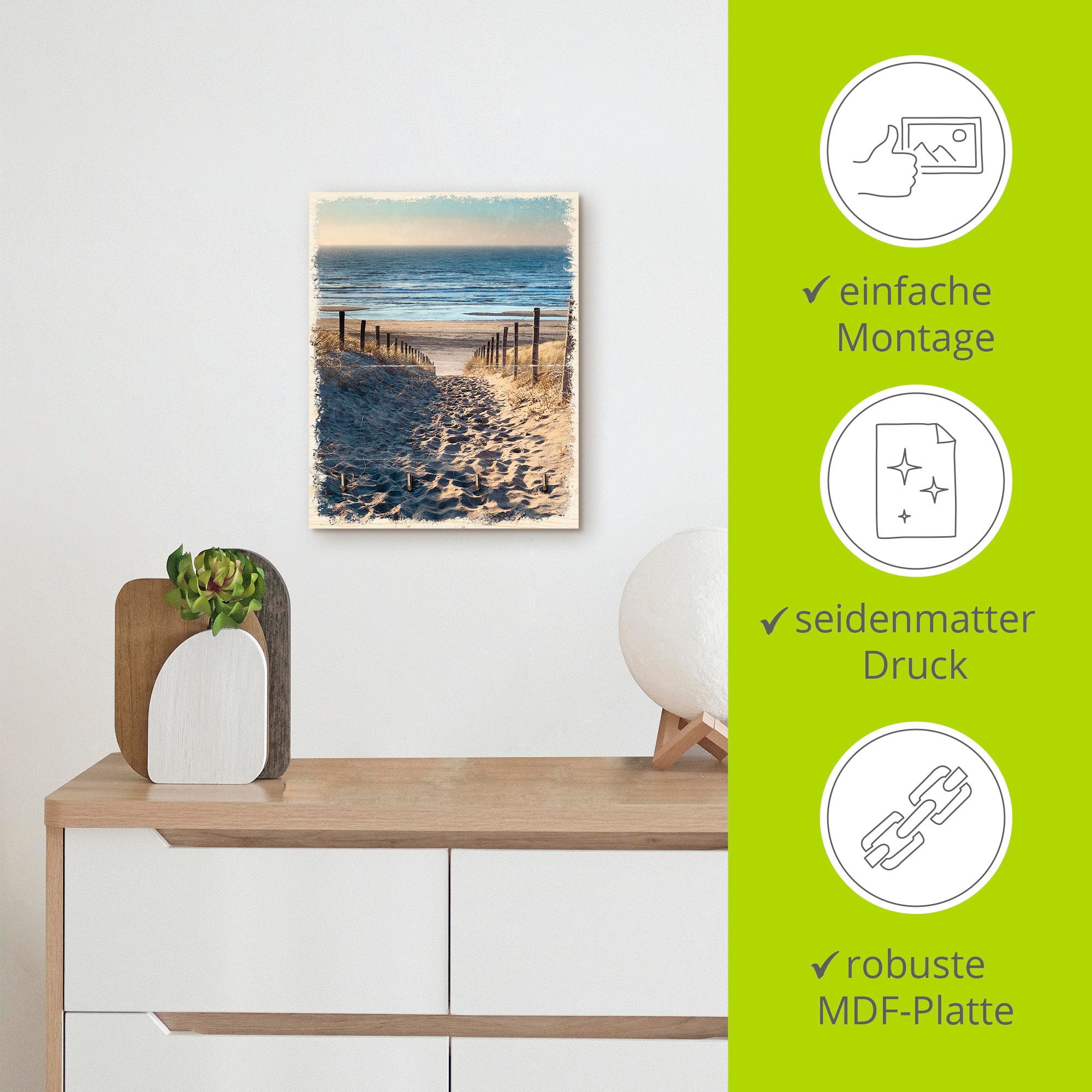 Artland Hakenleiste »Weg zum Nordseestrand Sonnenuntergang«, MDF