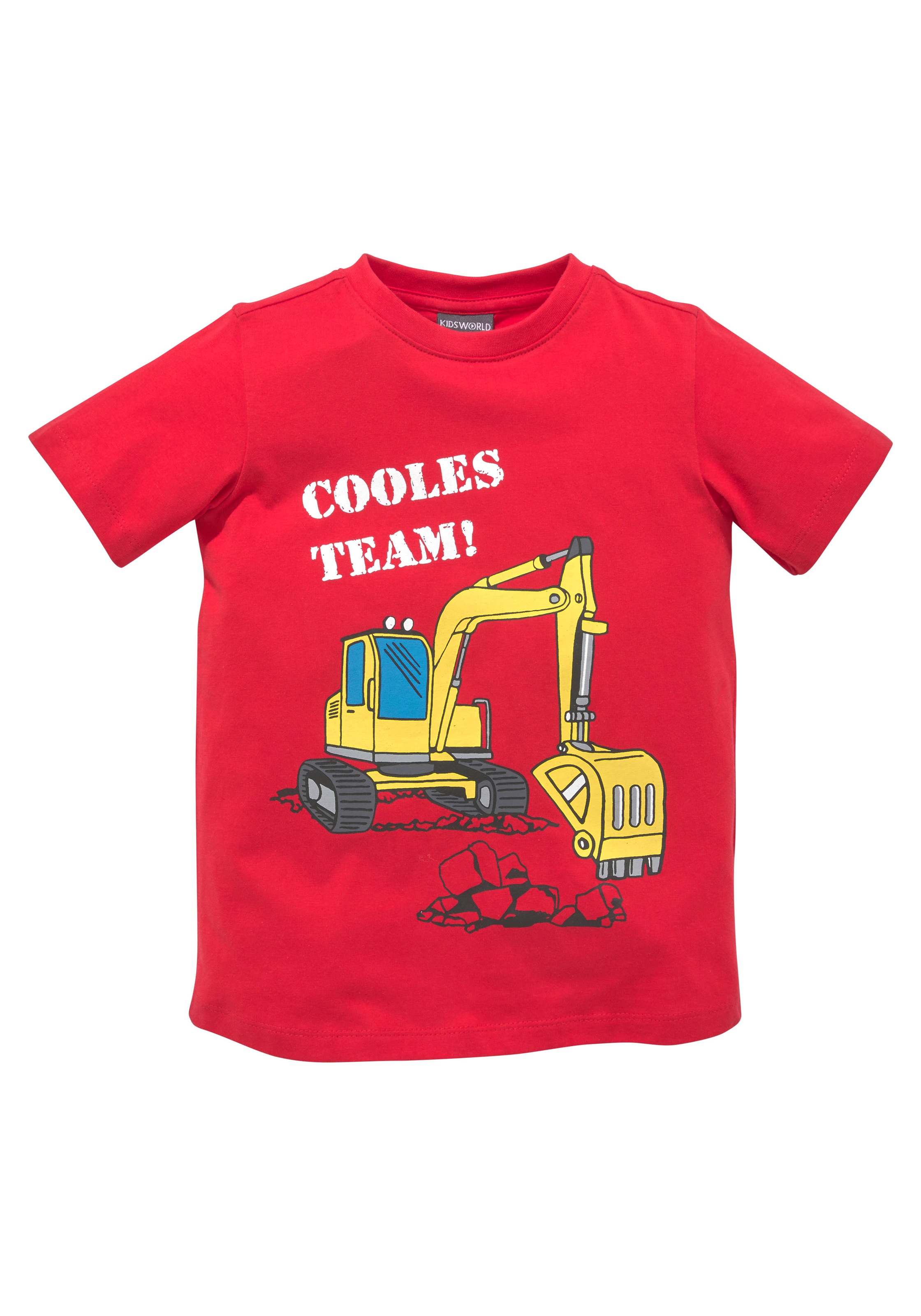 KIDSWORLD T-Shirt »Mit Bagger-Druck«, Kurzarm, mit peppigem Druck, mit Rippbündchen am Ausschnitt