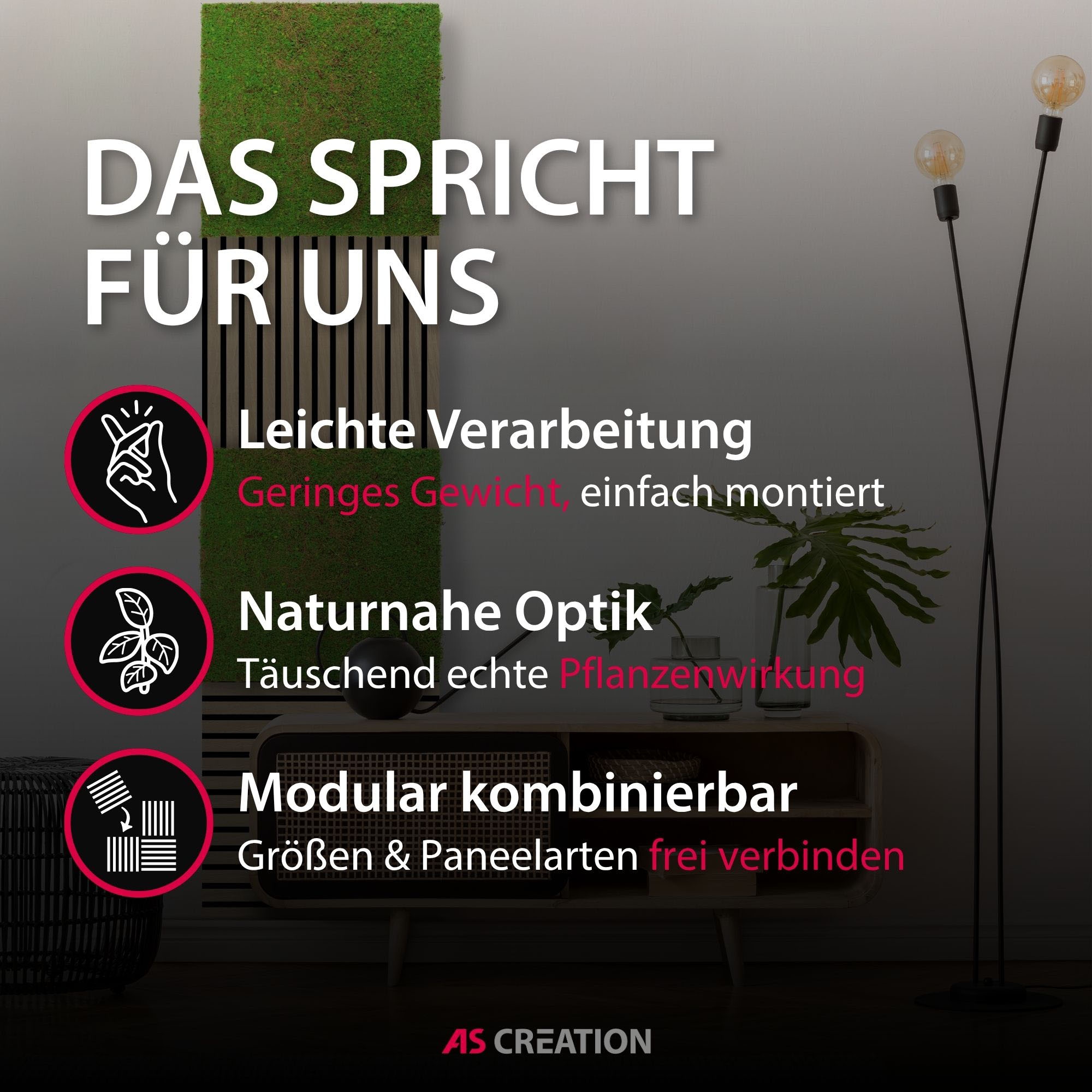 Architects Paper Wandpaneel »A.S. Création Modular Wall Wandpaneel Pflanzenoptik Natur« 1 tlg. Natur- und Kunstfasern auf rPET-Filz für botanische 3D-Wände
