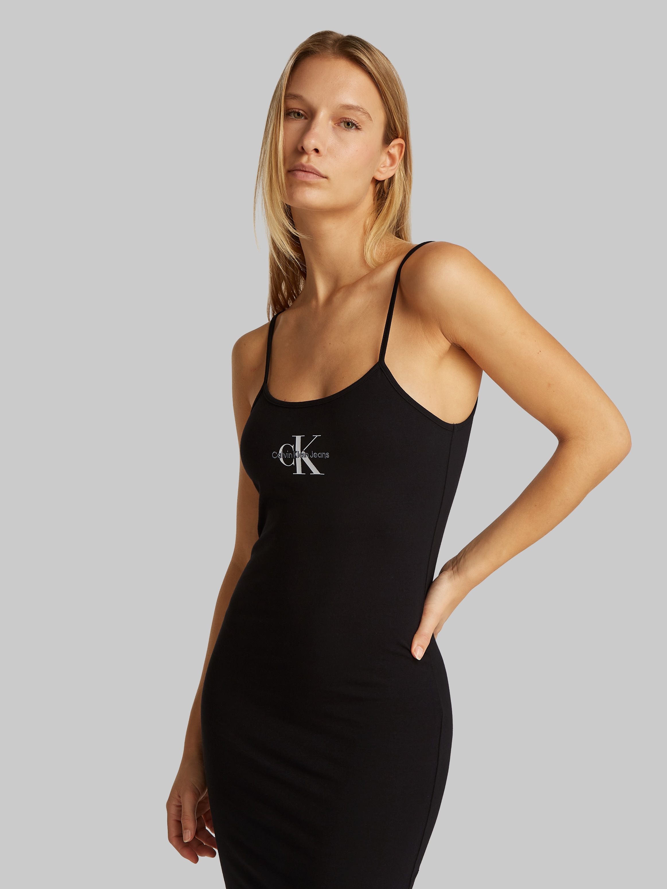 Calvin Klein Jeans Spaghettikleid "MONOLOGO STRAPPY DRESS", mit Logoschrift günstig online kaufen