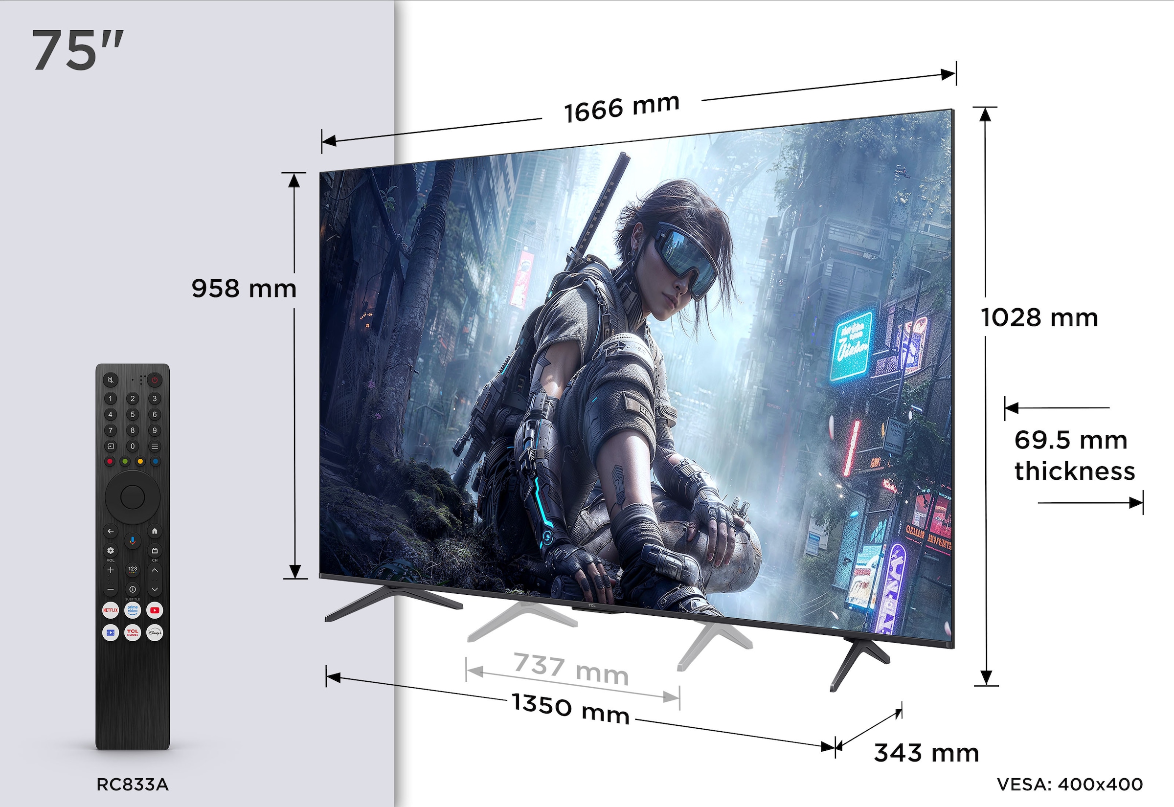 TCL LED-Fernseher »75T8D« 189 cm/75 ″ Smart-TV