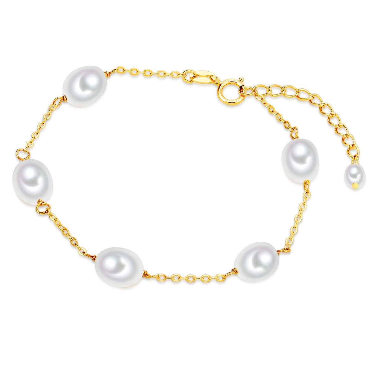 "Perlenarmband VALERO PEARLS ""VP743"", gold (gelbgold), Armbänder, Damen, Silber 925 (Sterlingsilber), Perlenarmband, aus Süßwasser-Zuchtperlen"