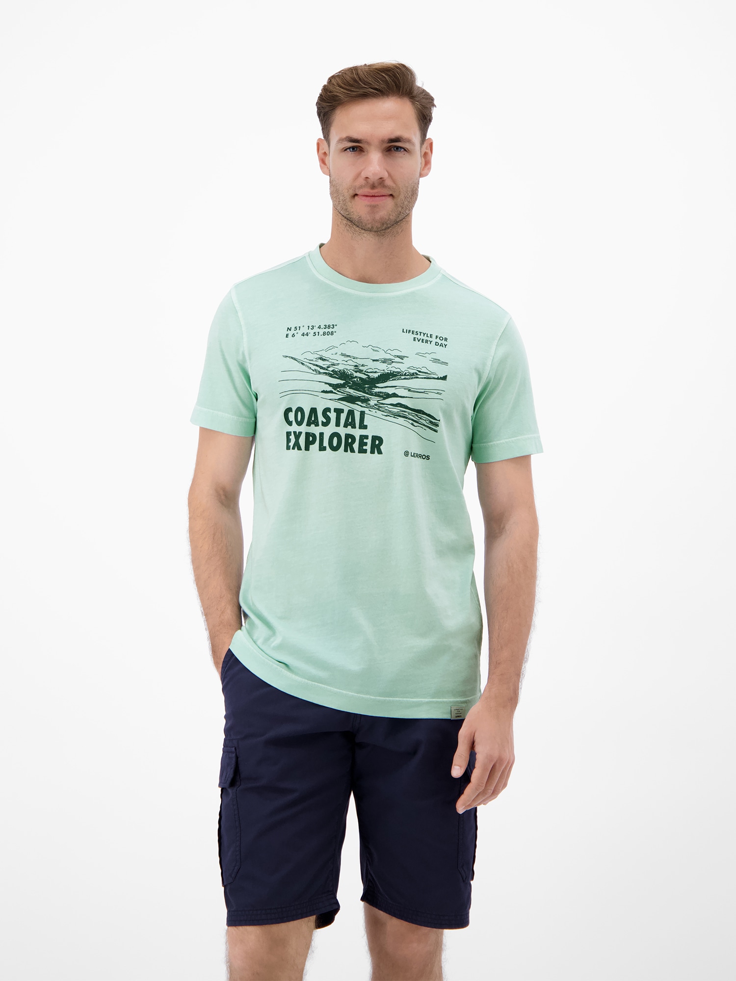 LERROS 1100000002199 "T-Shirt mit O-Neck und Frontprint"
