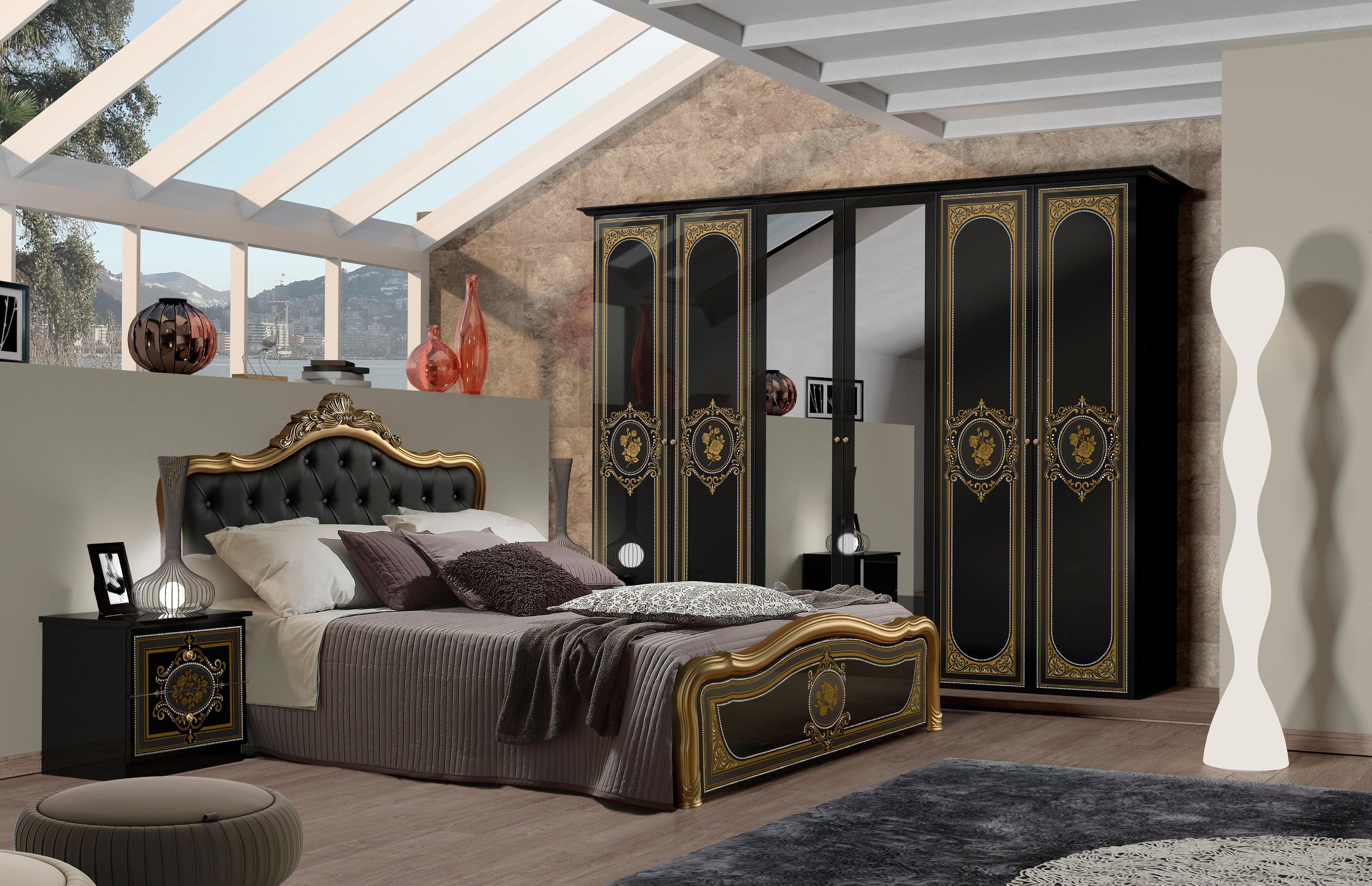 Schlafzimmer-Set ALICE, (4 St.), mit gepolstertem Kopfteil